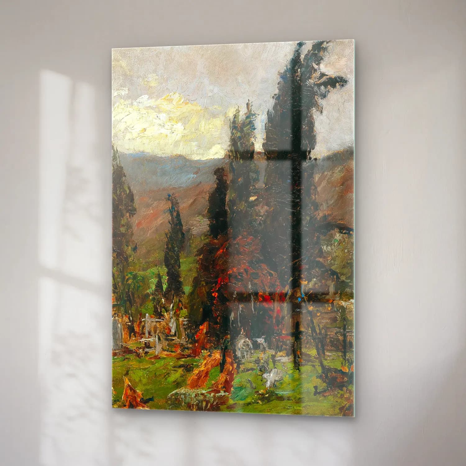Olga Wisinger-Florian – View of a cemetery at dusk cam tablo — sağ açıdan görünüm