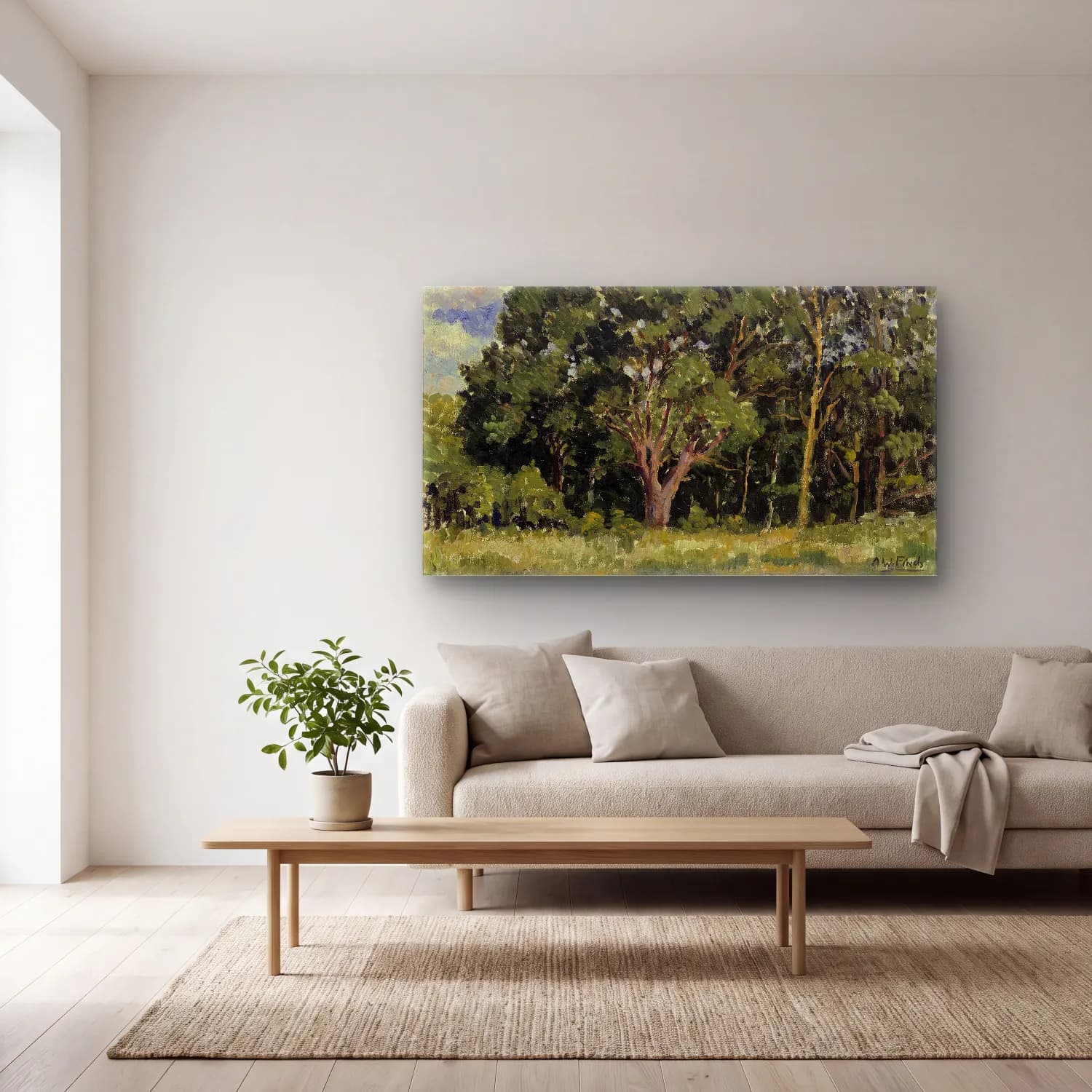 Alfred William Finch – Wood cam tablo — açık renk salonda