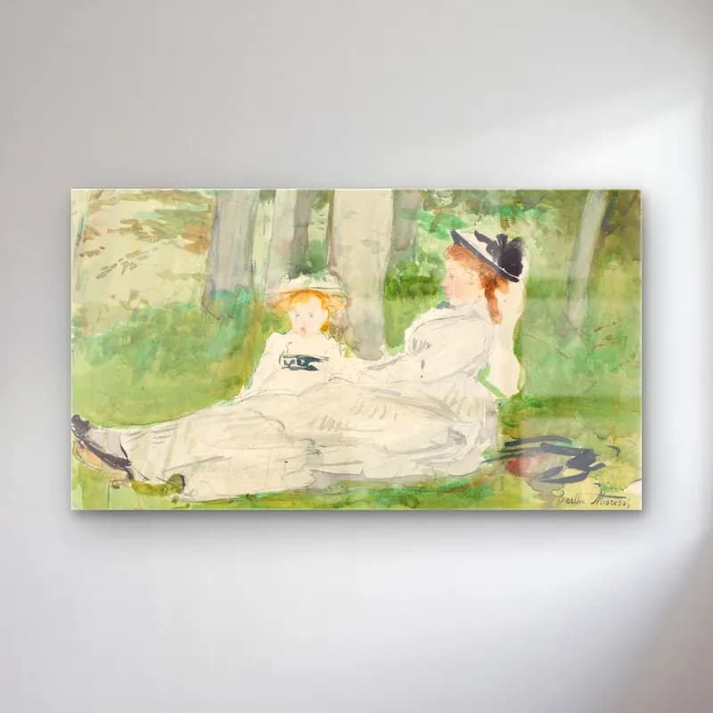 Berthe Morisot – At the Edge of the Forest cam tablo — Berthe Morisot – At the Edge of the Forest — suluboya anne ve çocuk