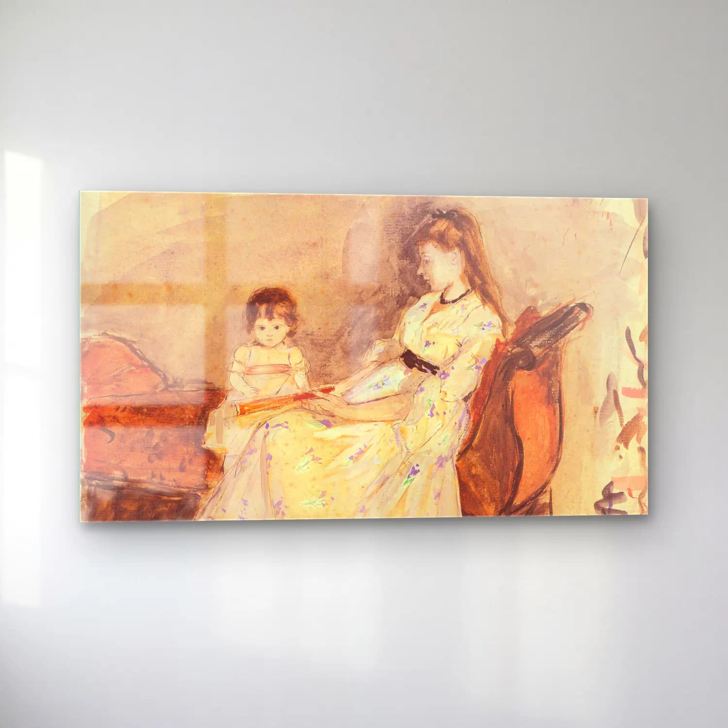 Berthe Morisot – Edma, the sister of the artist with her daughter cam tablo — sol açıdan görünüm