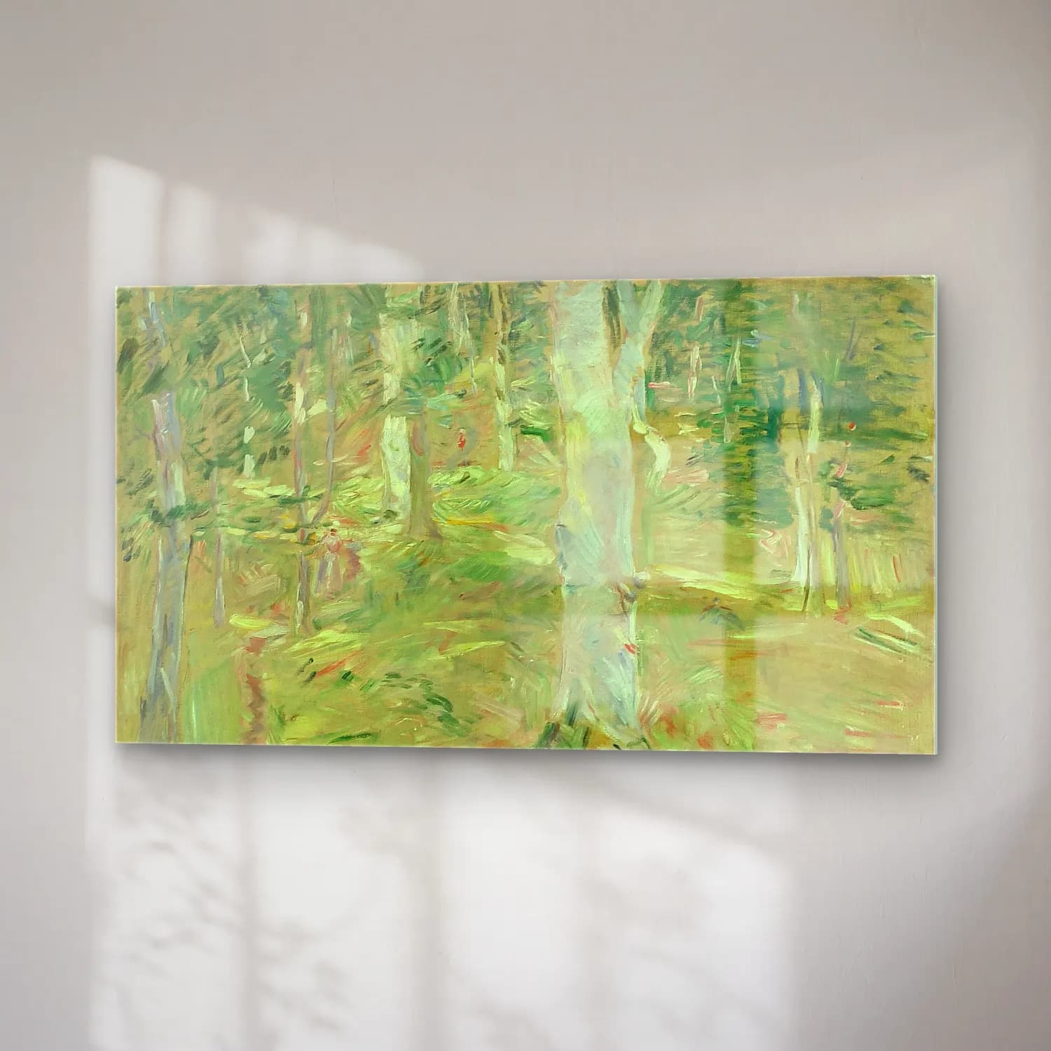 Berthe Morisot – Forêt de Compiègne – Yeşil Tonlar cam tablo — sağ açıdan görünüm