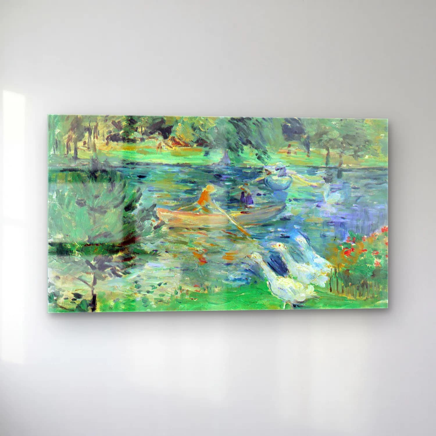 Berthe Morisot – Girls in a boat with geese cam tablo — sol açıdan görünüm