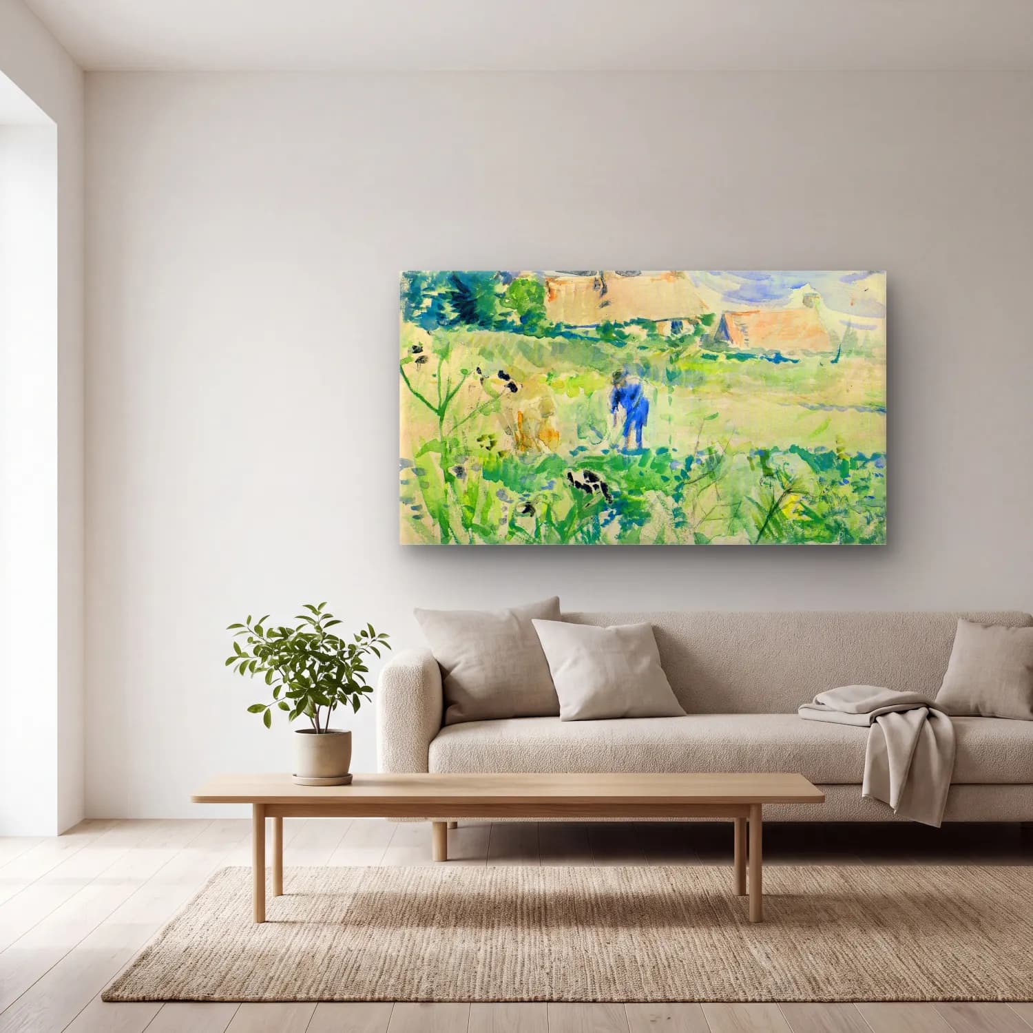 Berthe Morisot – Gorey cam tablo — açık renk salonda