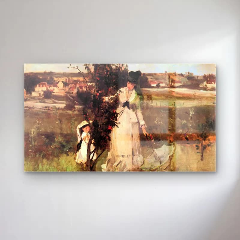 Berthe Morisot – Hanging the Laundry out to Dry-Morisot cam tablo — Berthe Morisot – Hanging the Laundry out to Dry-Morisot — empresyonist anne ve çocuk