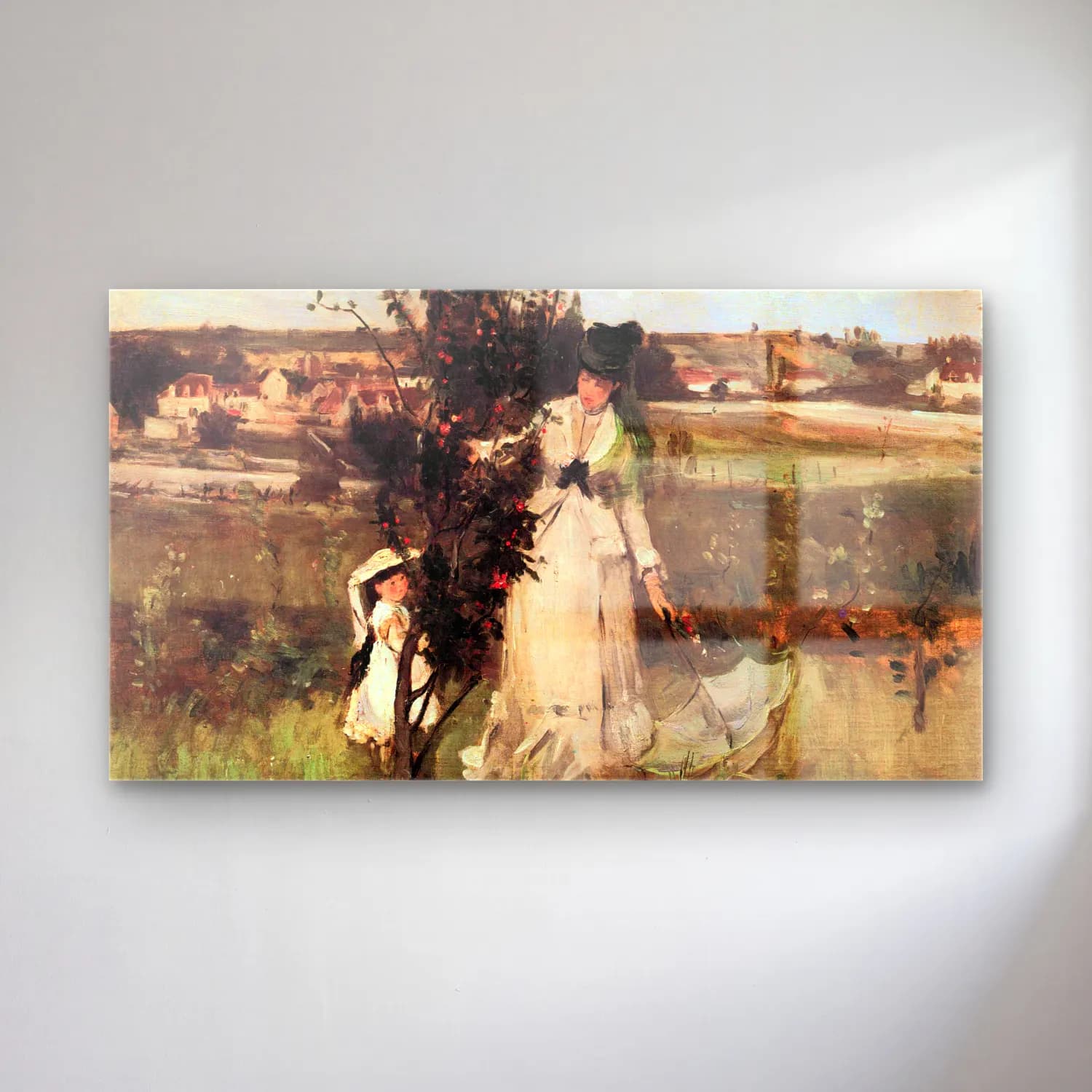 Berthe Morisot – Hanging the Laundry out to Dry-Morisot cam tablo — Berthe Morisot – Hanging the Laundry out to Dry-Morisot — empresyonist anne ve çocuk