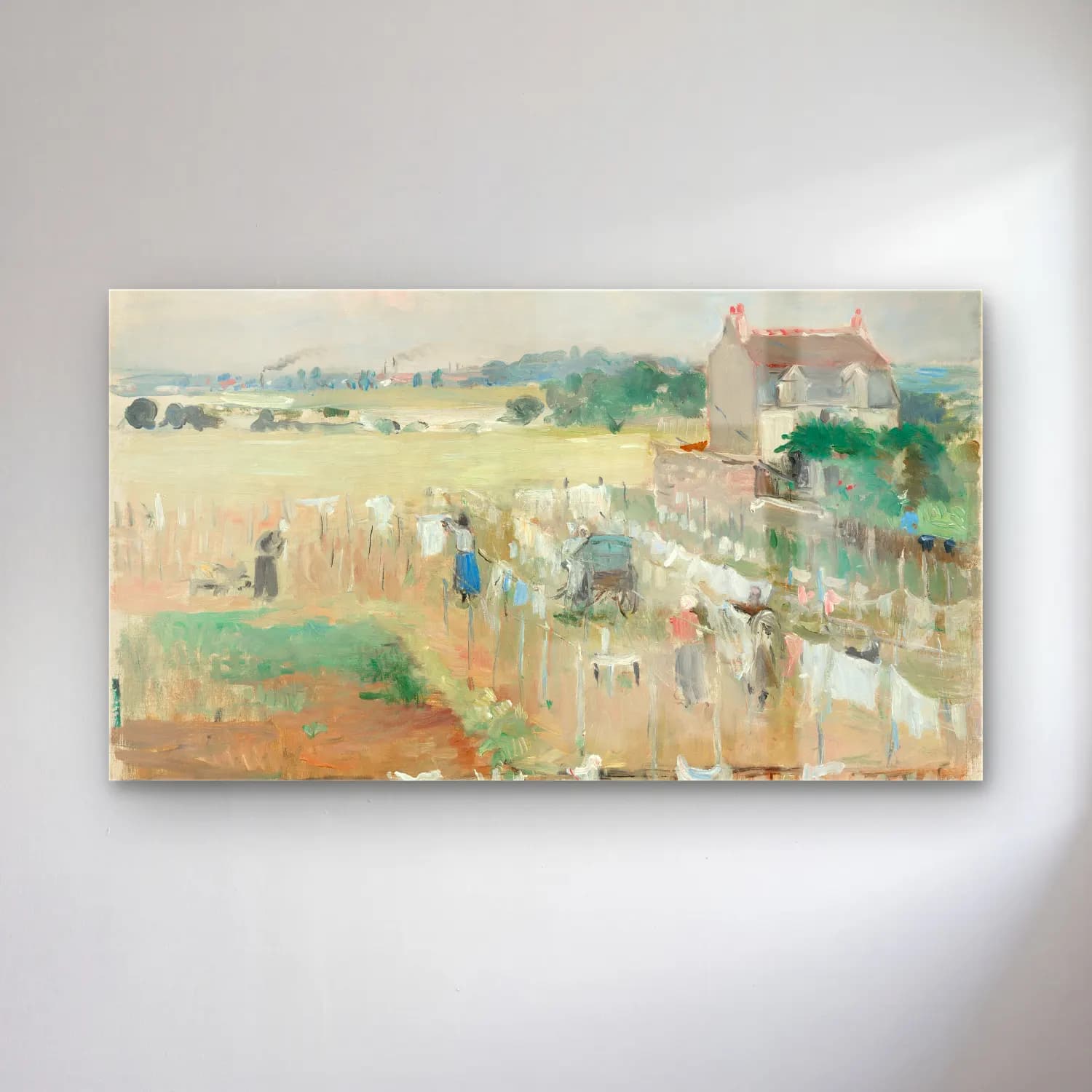 Berthe Morisot – Hanging the Laundry out to Dry cam tablo — Berthe Morisot – Hanging the Laundry out to Dry — empresyonist kır evi