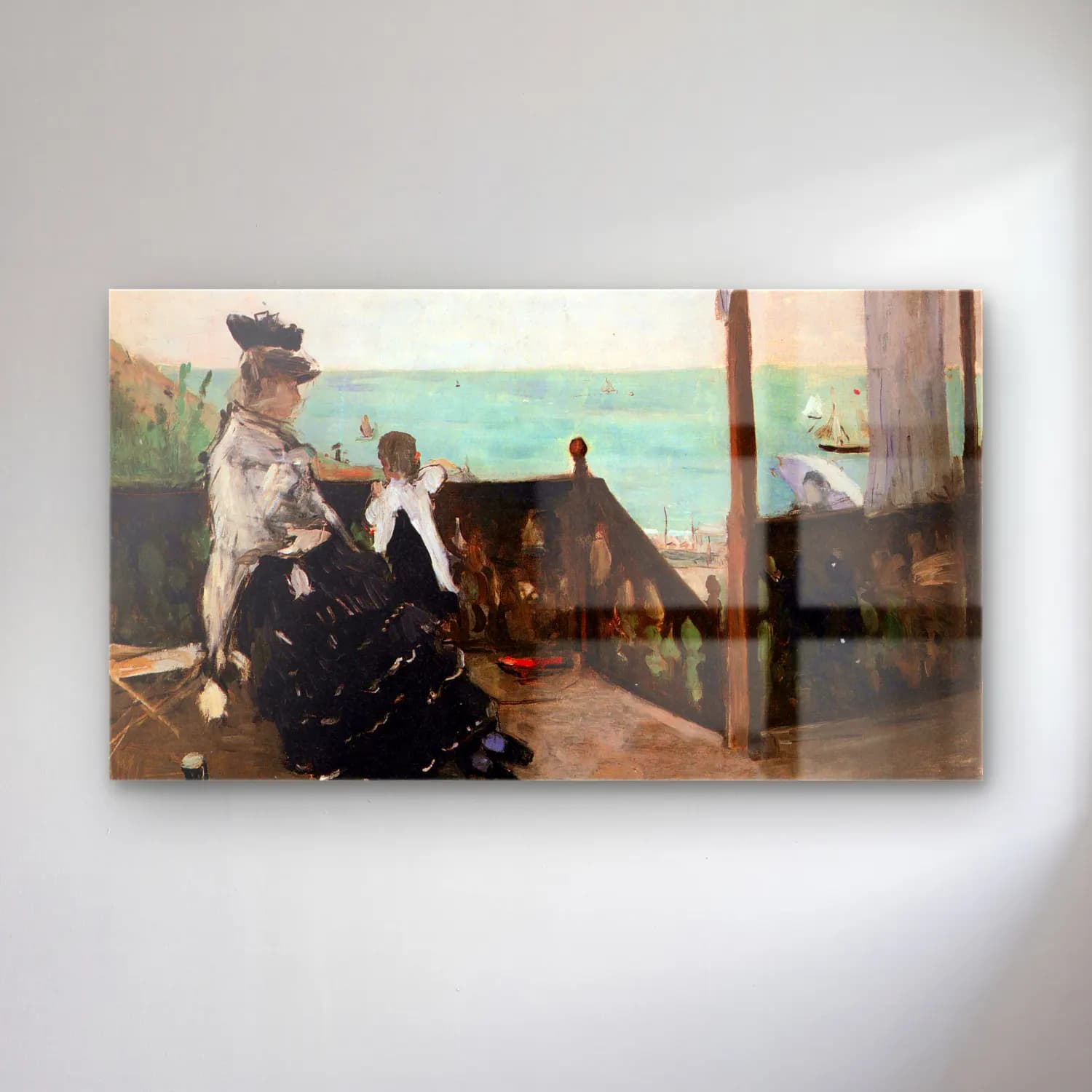 Berthe Morisot – In a villa on the beach cam tablo — Berthe Morisot – In a villa on the beach — empresyonist sahilde i̇nsanlar