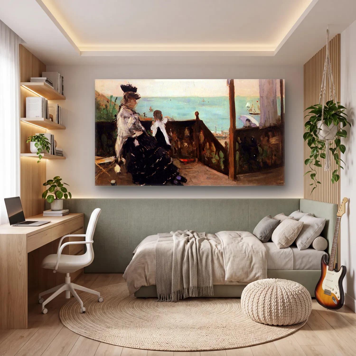 Berthe Morisot – In a villa on the beach cam tablo — genç odasında