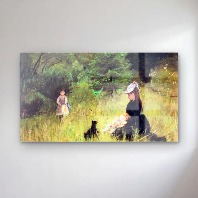 Berthe Morisot – In the Meadow cam tablo — Berthe Morisot – In the Meadow — empresyonist anne ve çocuk