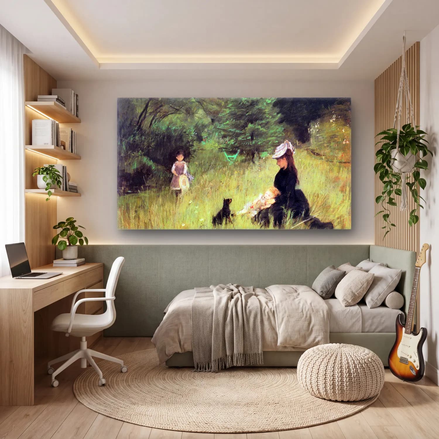 Berthe Morisot – In the Meadow cam tablo — genç odasında
