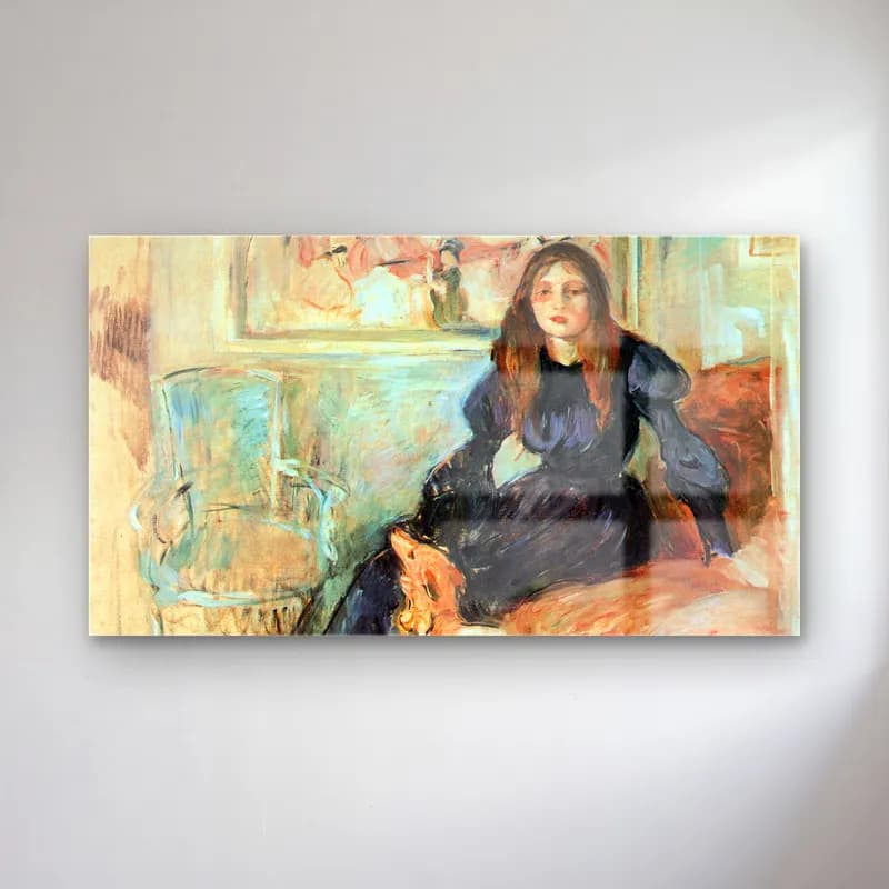Berthe Morisot – Julie Manet and her greyhound Laertes cam tablo — Berthe Morisot – Julie Manet and her greyhound Laertes — empresyonist kadın portresi