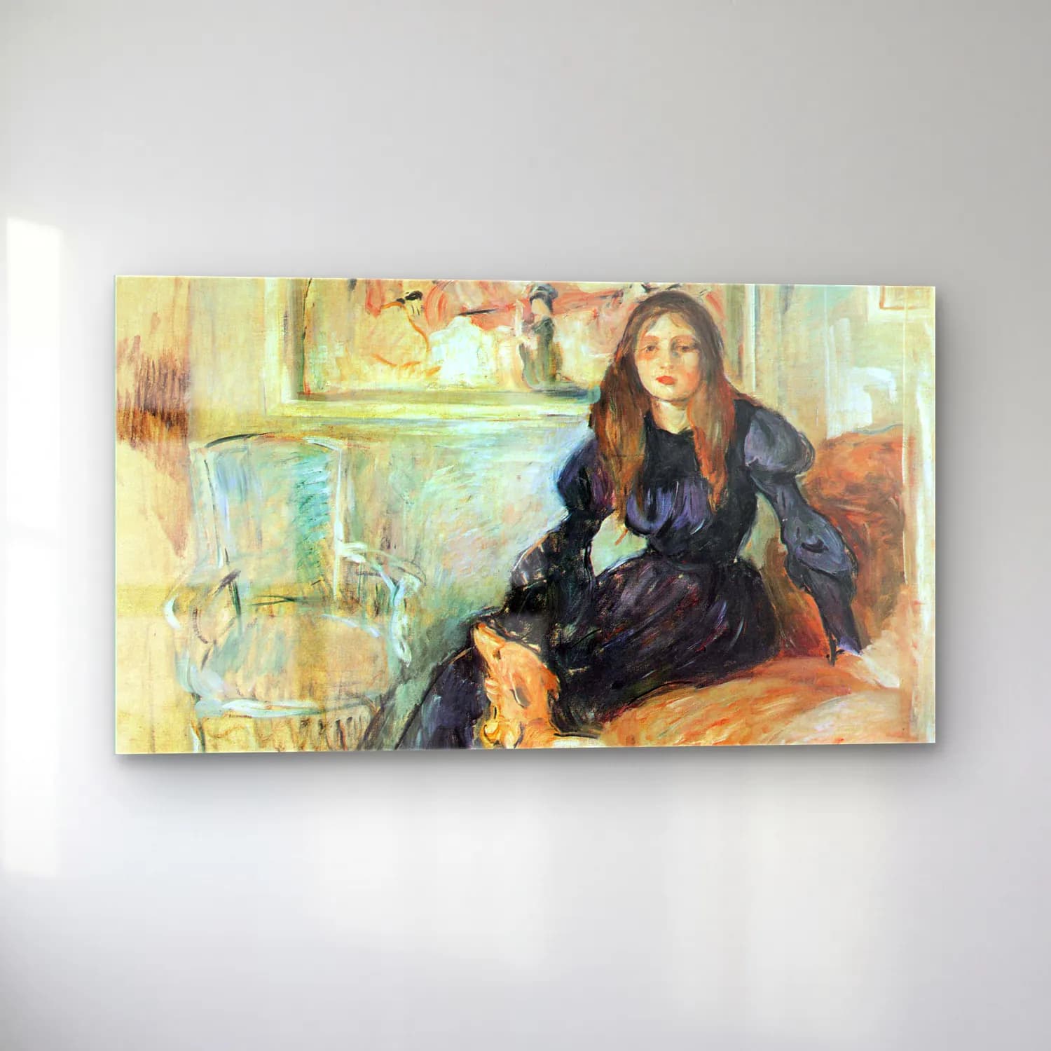Berthe Morisot – Julie Manet and her greyhound Laertes cam tablo — sol açıdan görünüm