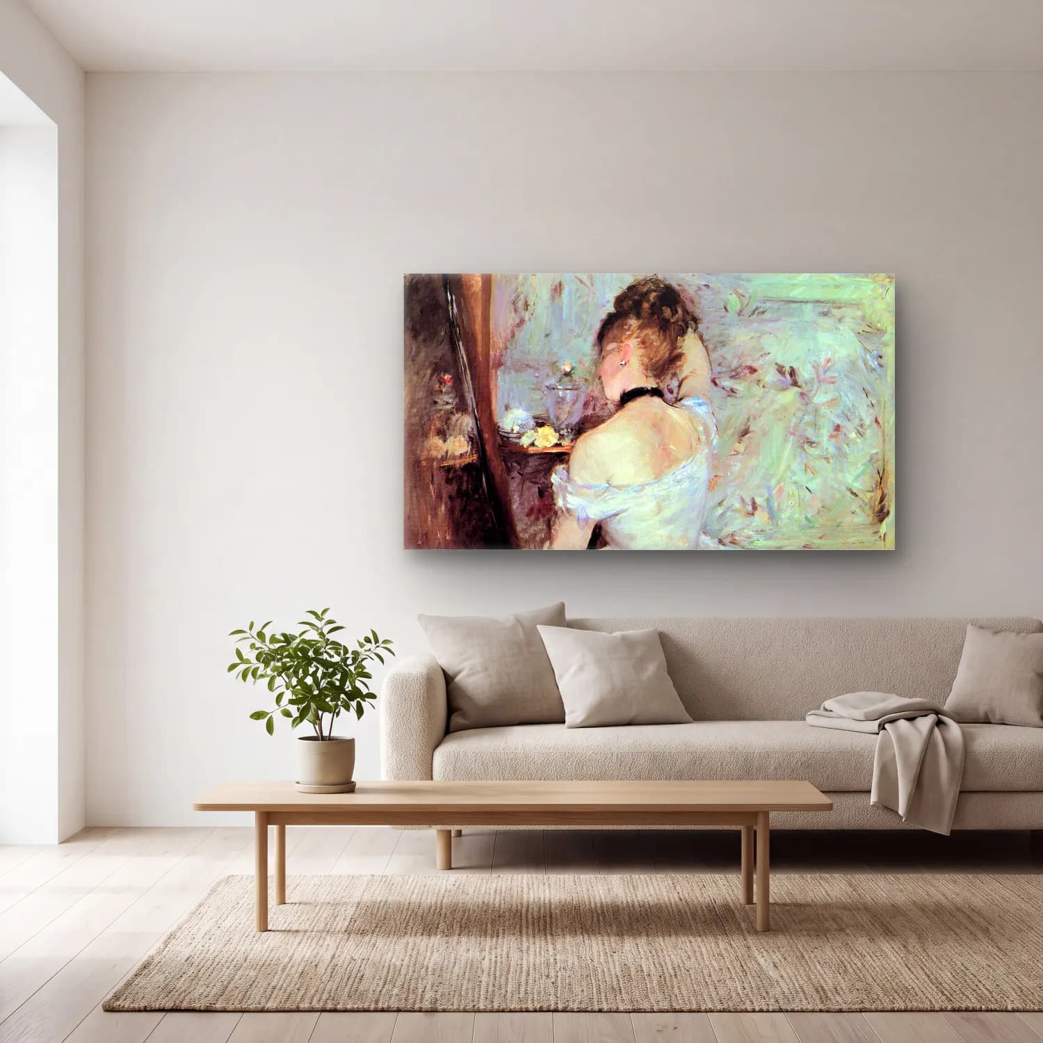 Berthe Morisot – Lady in the Toilet cam tablo — açık renk salonda