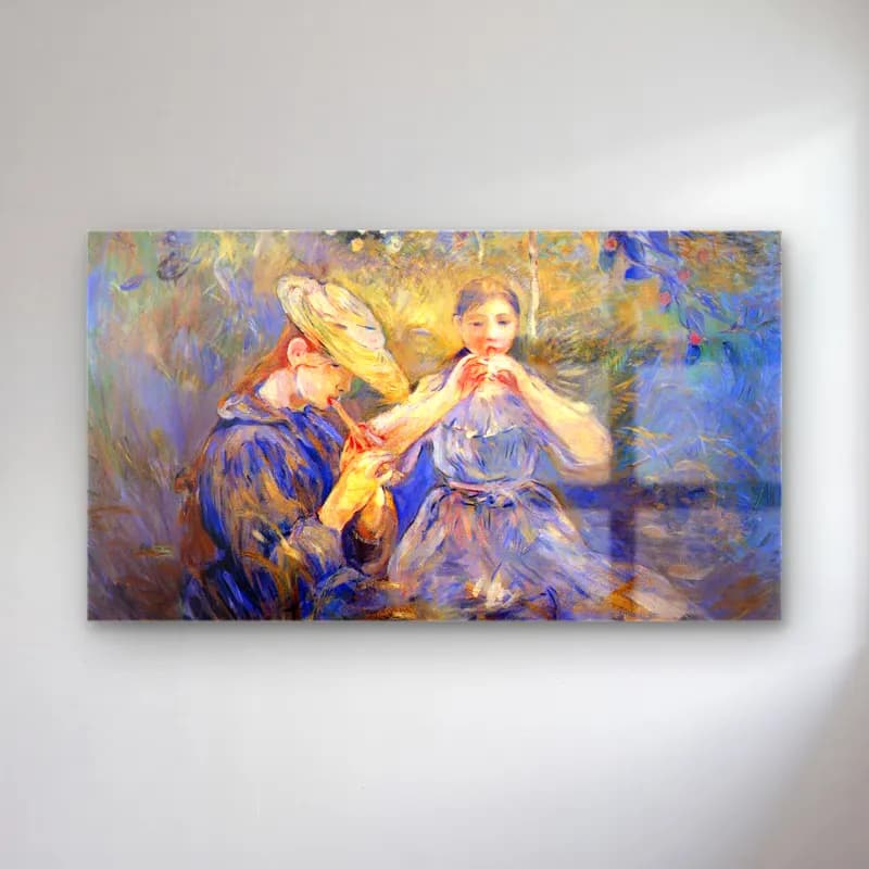 Berthe Morisot – Little Flute players cam tablo — Berthe Morisot – Little Flute players — empresyonist anne ve çocuk