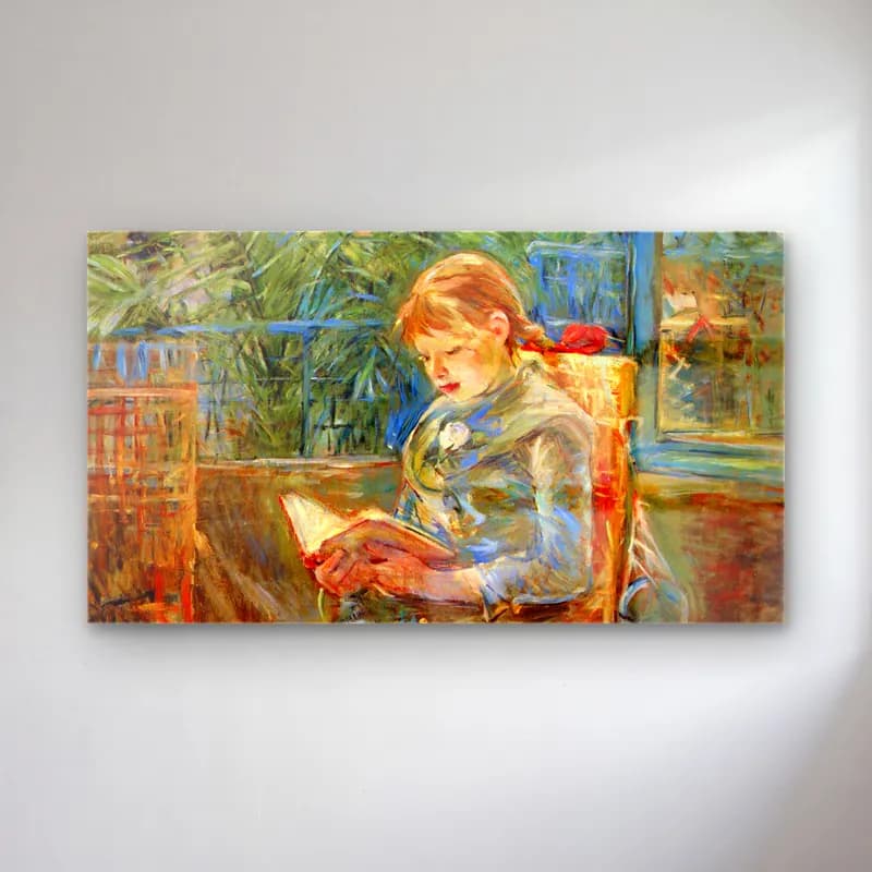 Berthe Morisot – Little girl, reading cam tablo — Berthe Morisot – Little girl, reading — empresyonist kitap okuyan kadın