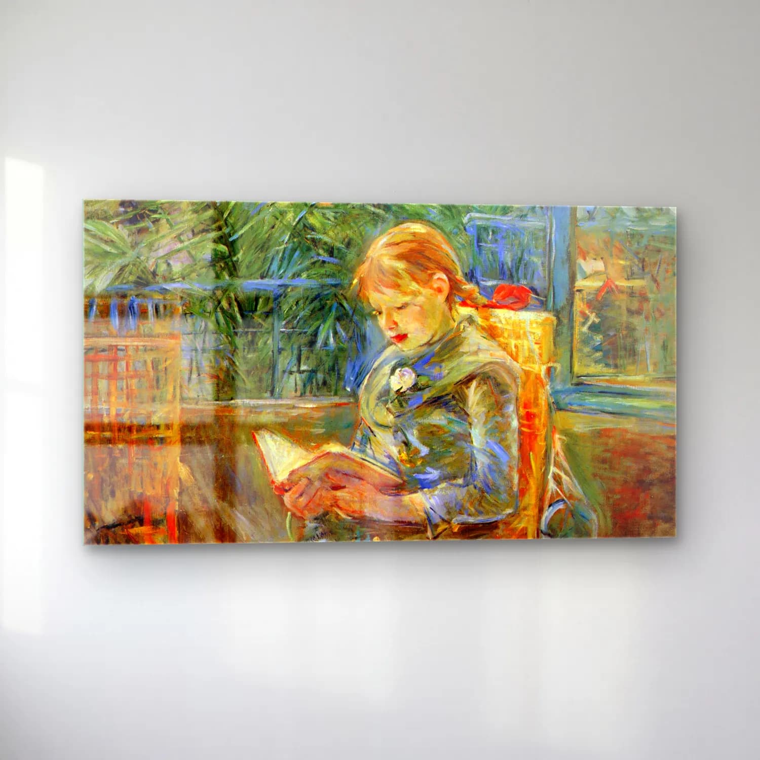 Berthe Morisot – Little girl, reading cam tablo — sol açıdan görünüm