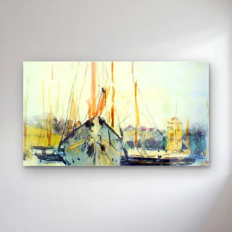 Berthe Morisot – Midina at the entrance to the Isle of Wight cam tablo — Berthe Morisot – Midina at the entrance to the Isle of Wight — suluboya liman ve tekneler