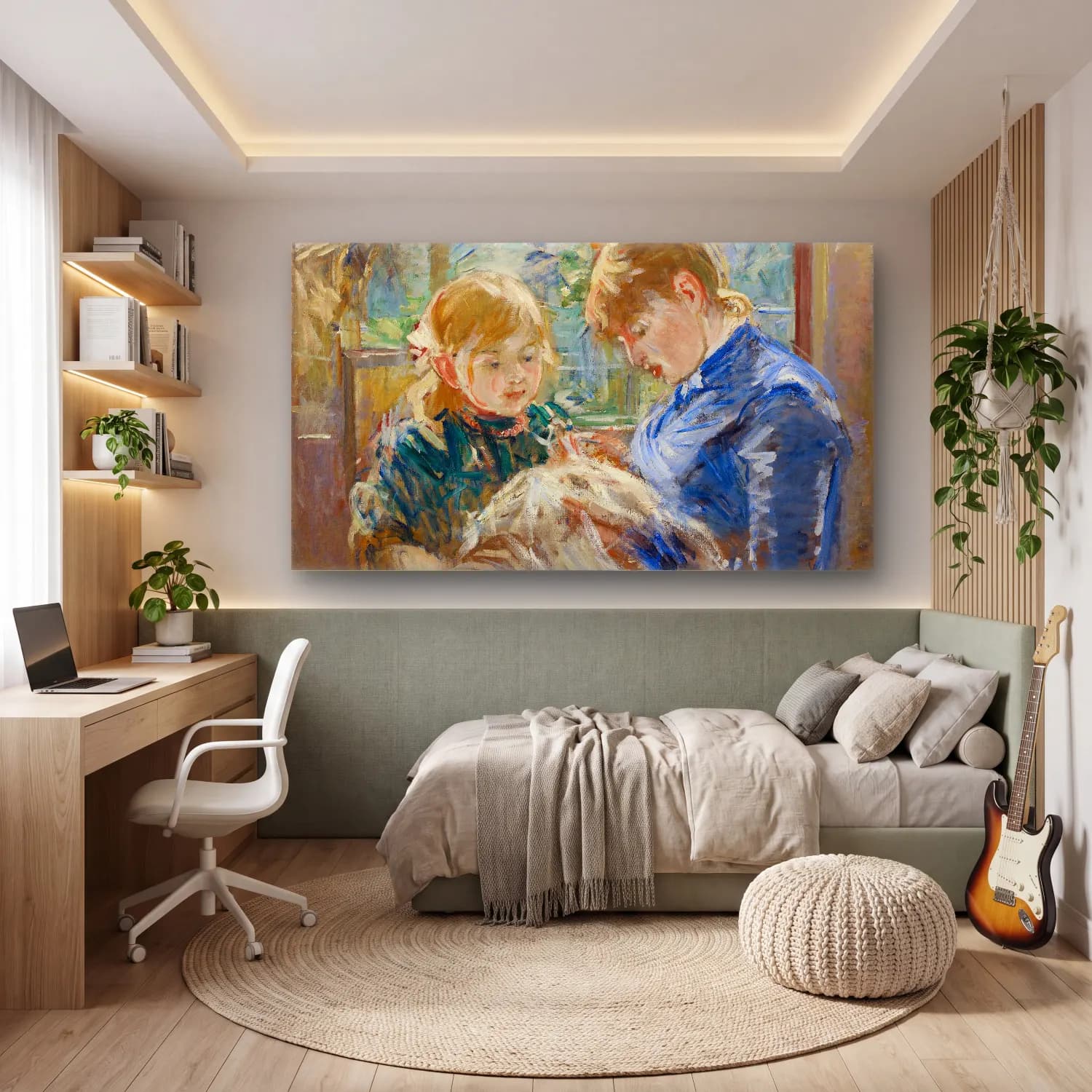 Berthe Morisot – The Artist s Daughter, Julie, with her Nanny cam tablo — genç odasında