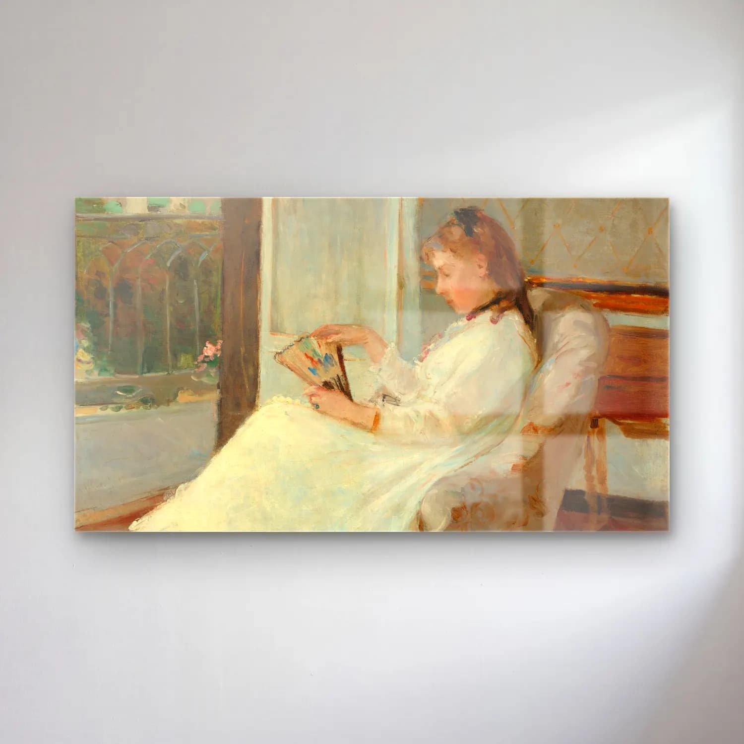 Berthe Morisot – The Artist s Sister at a Window cam tablo — Berthe Morisot – The Artist s Sister at a Window — empresyonist kitap okuyan kadın