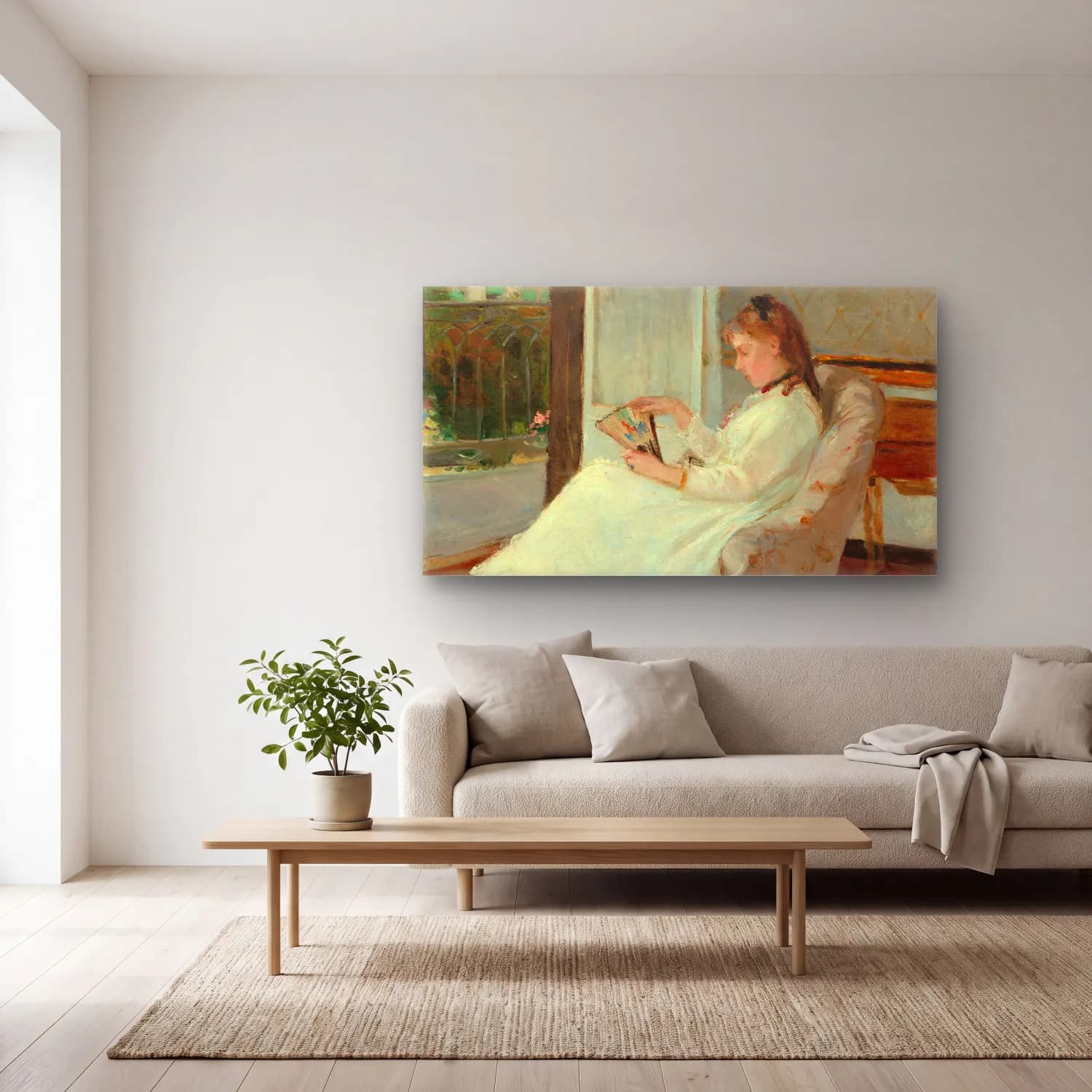 Berthe Morisot – The Artist s Sister at a Window cam tablo — açık renk salonda