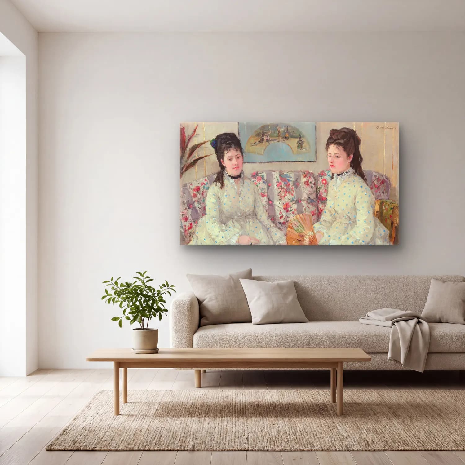Berthe Morisot – The Sisters cam tablo — açık renk salonda