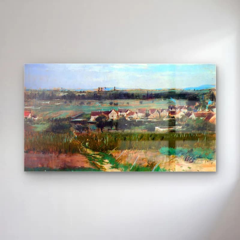 Berthe Morisot – The village at Maurecourt cam tablo — Berthe Morisot – The village at Maurecourt — empresyonist kır evi