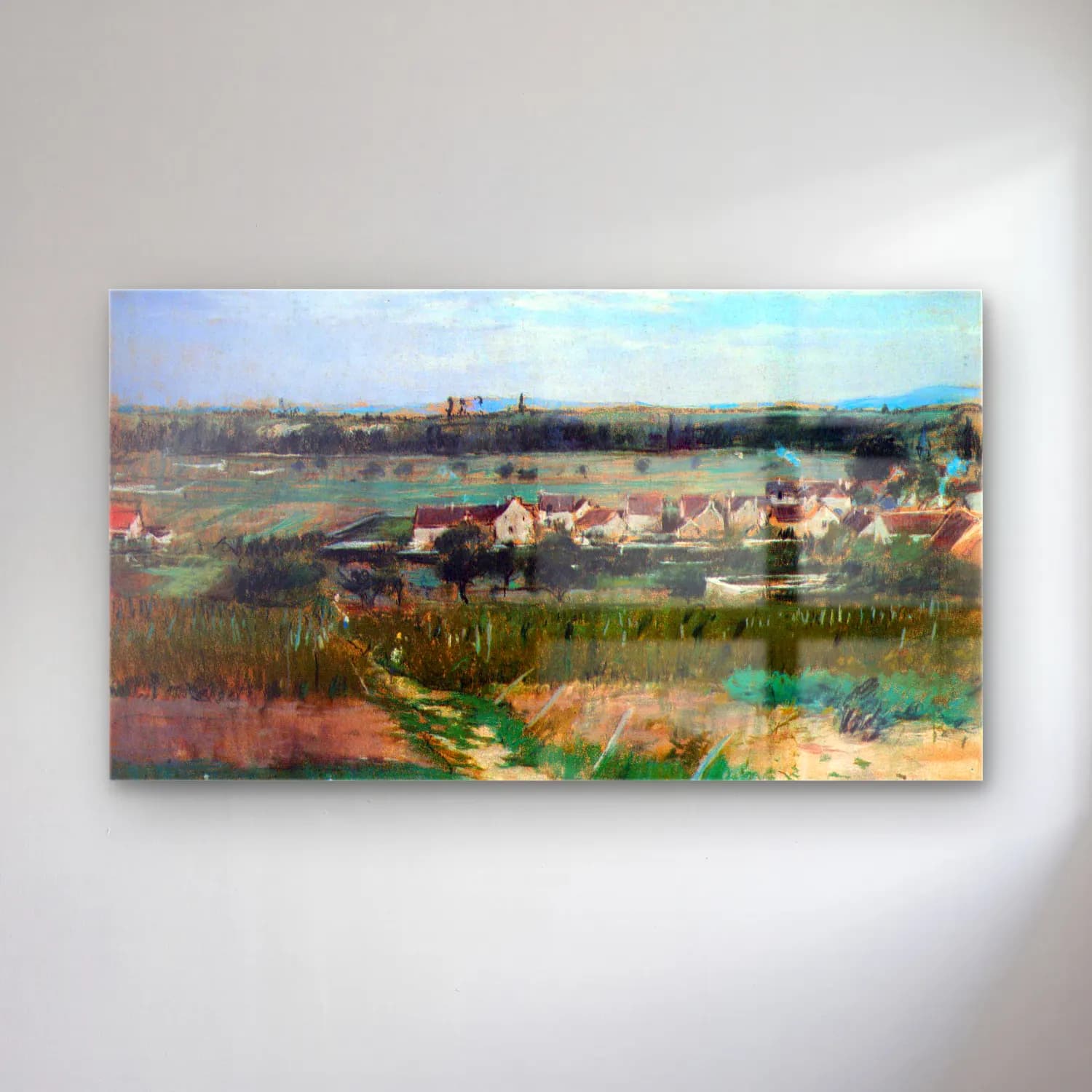 Berthe Morisot – The village at Maurecourt cam tablo — Berthe Morisot – The village at Maurecourt — empresyonist kır evi