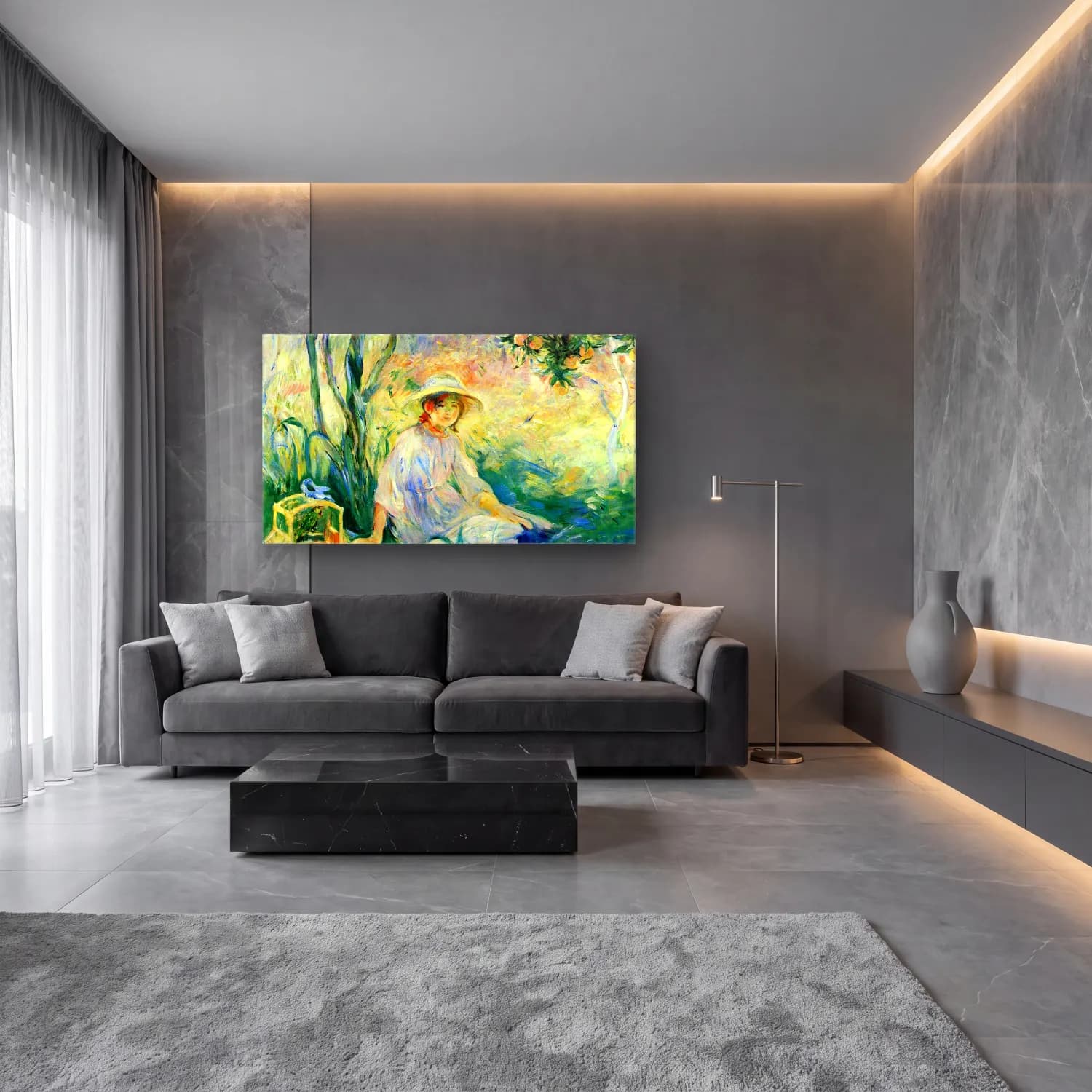 Berthe Morisot – Under the Orangetree cam tablo — lüks salon duvarında