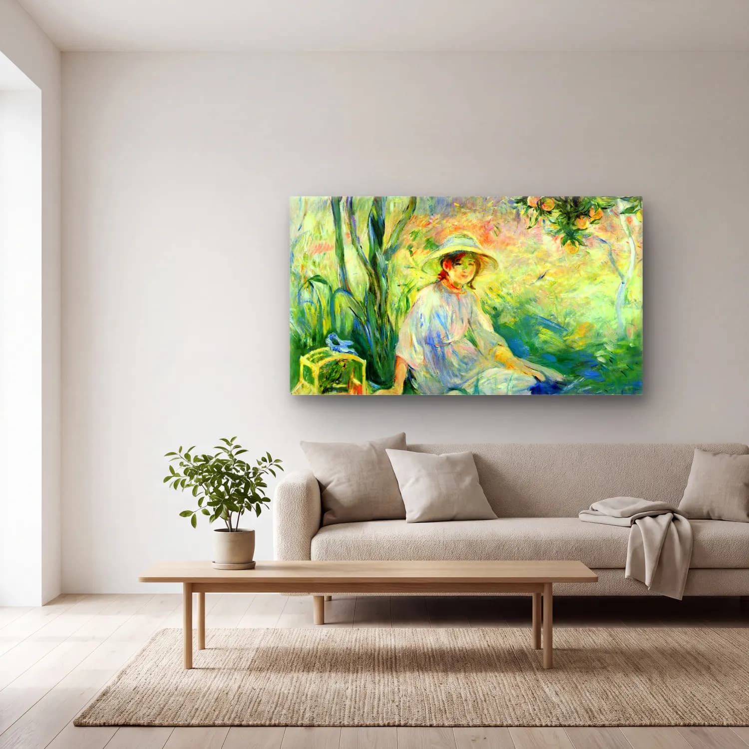 Berthe Morisot – Under the Orangetree cam tablo — açık renk salonda