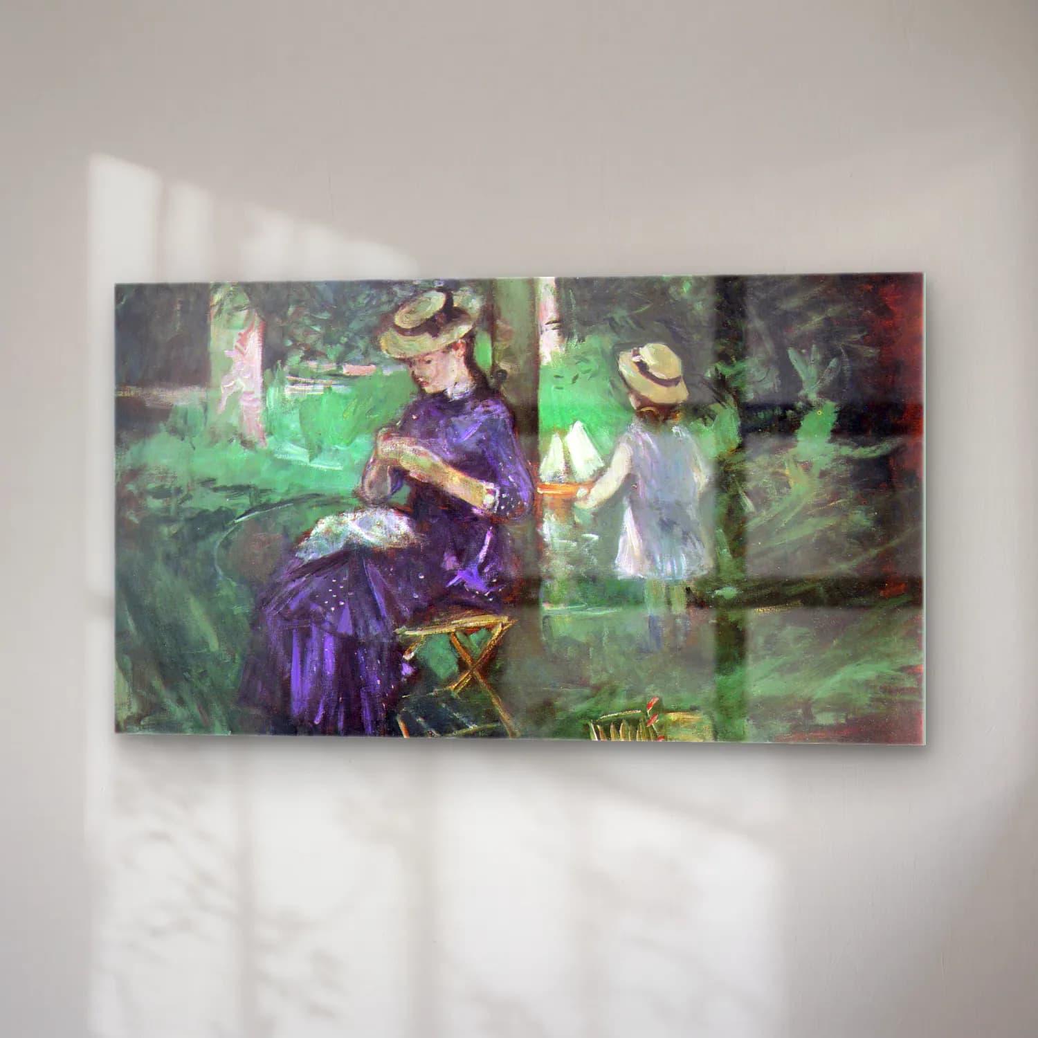 Berthe Morisot – Woman and child in Garden cam tablo — sağ açıdan görünüm