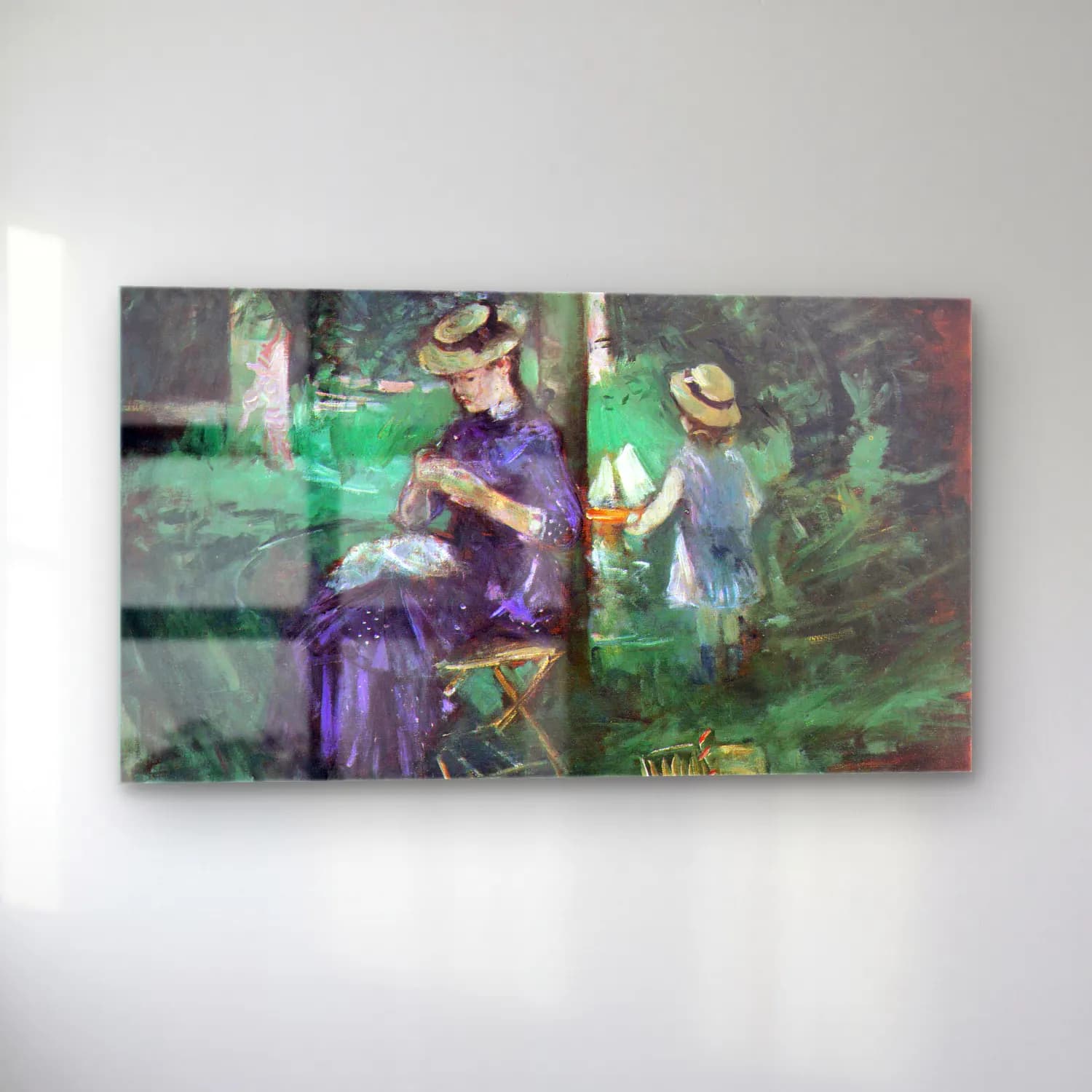 Berthe Morisot – Woman and child in Garden cam tablo — sol açıdan görünüm
