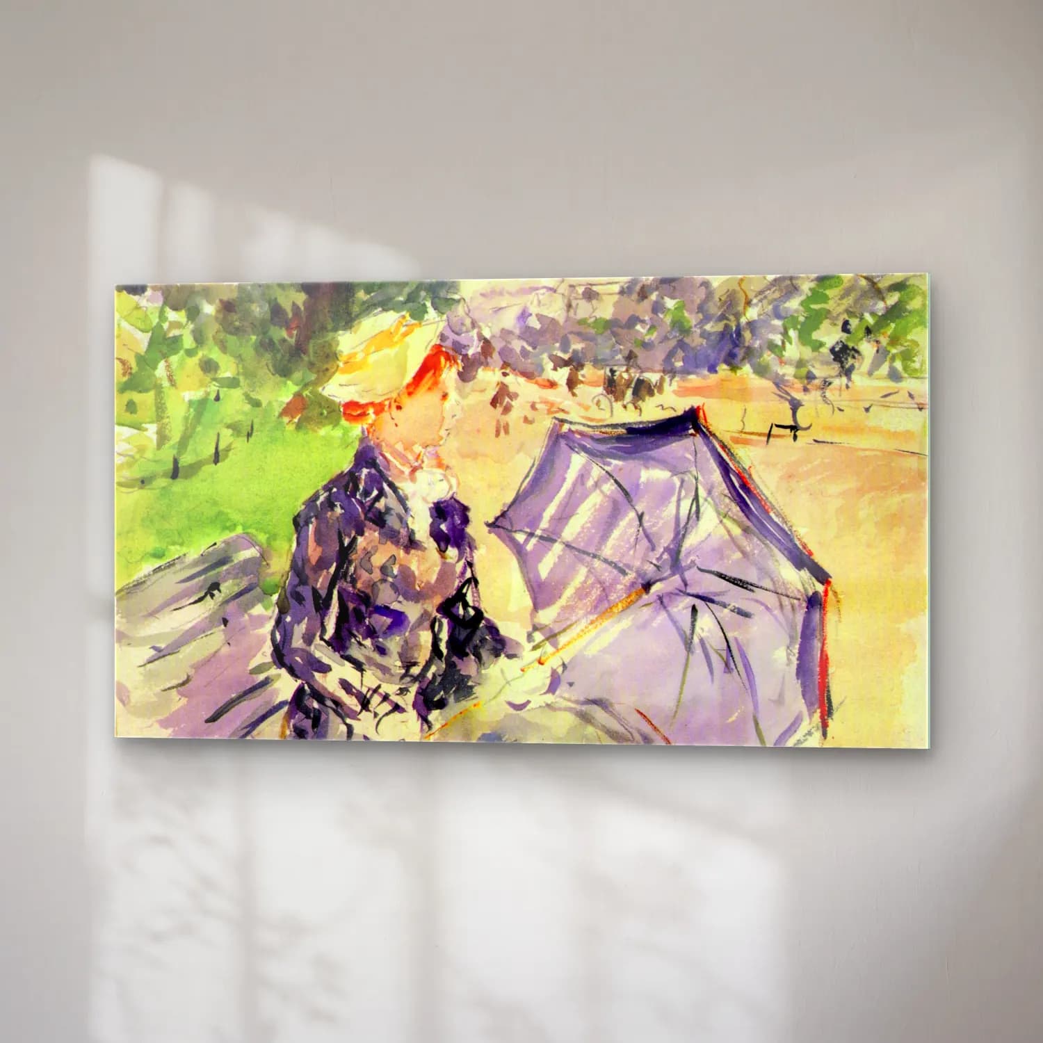 Berthe Morisot – Woman in the Bois de Boulogne cam tablo — sağ açıdan görünüm