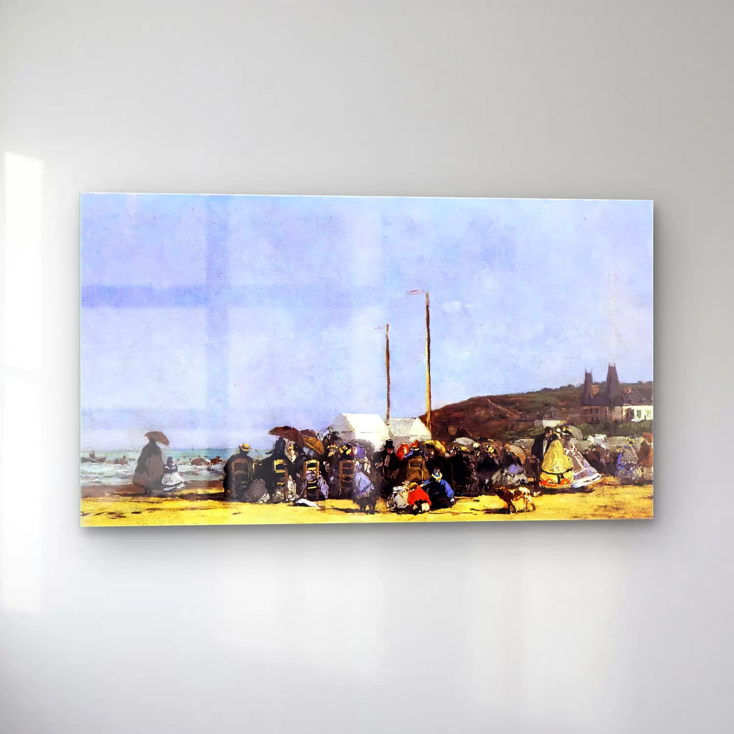 Eugène Boudin – Beach Scene, Trouville cam tablo — sol açıdan görünüm