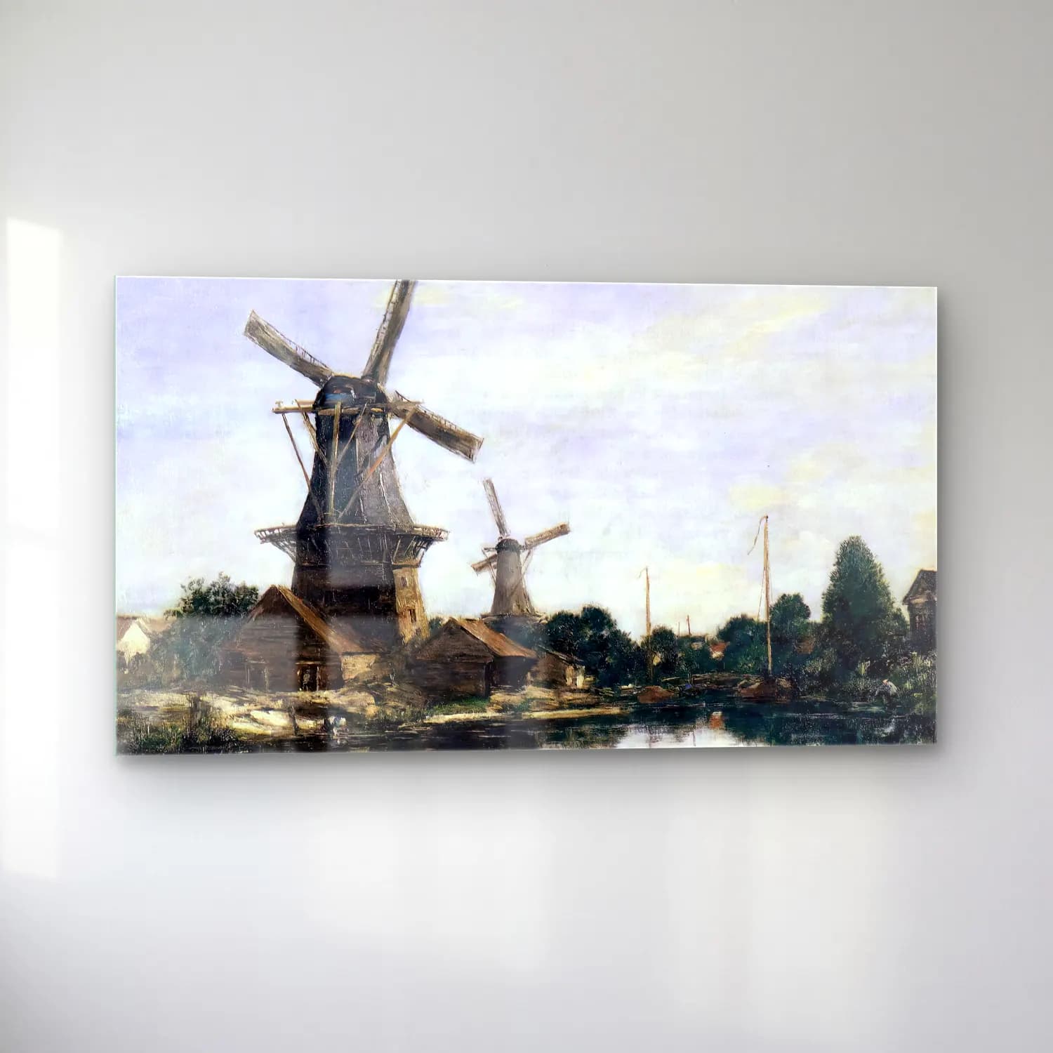 Eugène Boudin – Dordrecht, the Windmills cam tablo — sol açıdan görünüm
