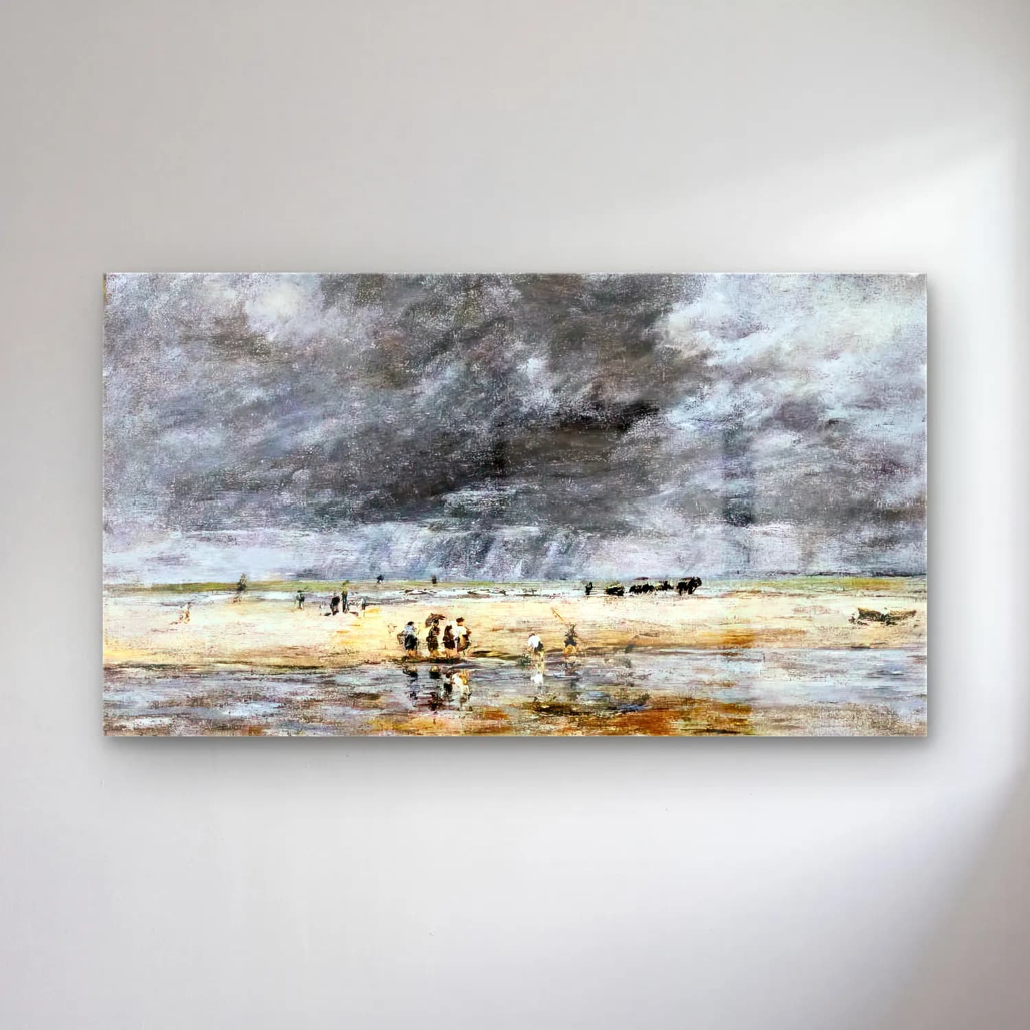 Eugène Boudin – Figures on the Beach cam tablo — Eugène Boudin – Figures on the Beach — empresyonist sahilde i̇nsanlar