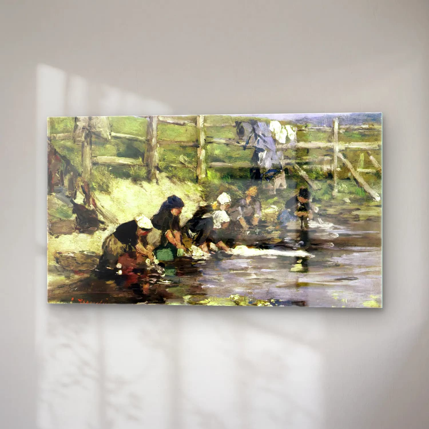 Eugène Boudin – Laundresses by a Stream cam tablo — sağ açıdan görünüm