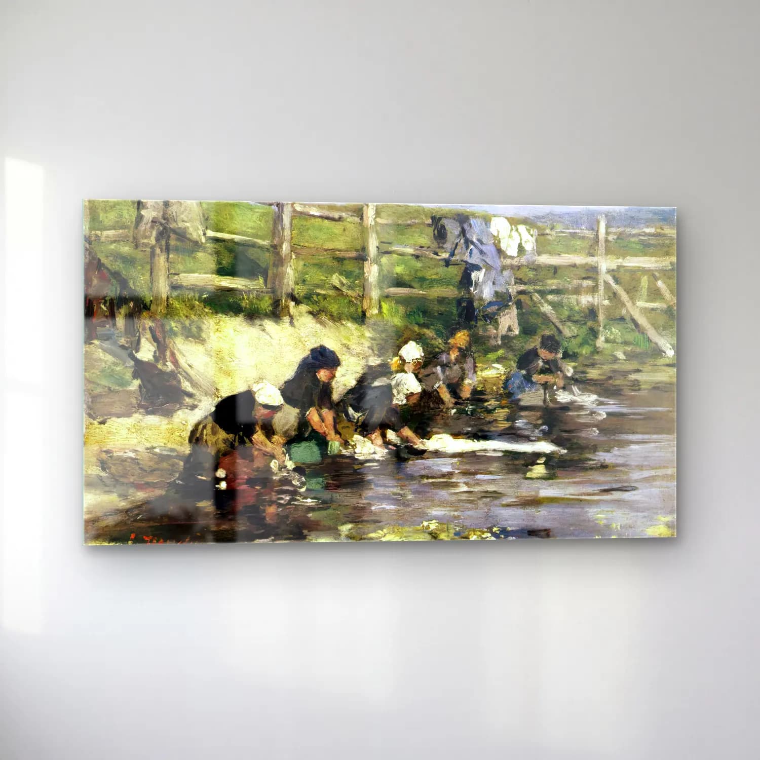 Eugène Boudin – Laundresses by a Stream cam tablo — sol açıdan görünüm