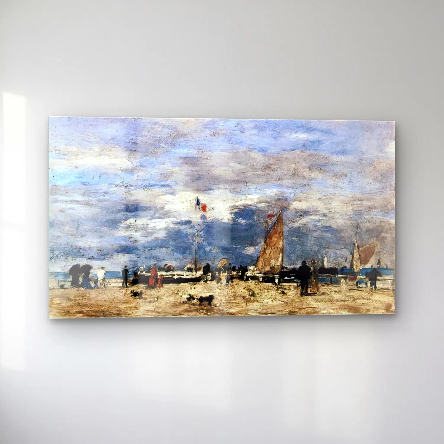 Eugène Boudin – The Pier at Deauville cam tablo — sol açıdan görünüm