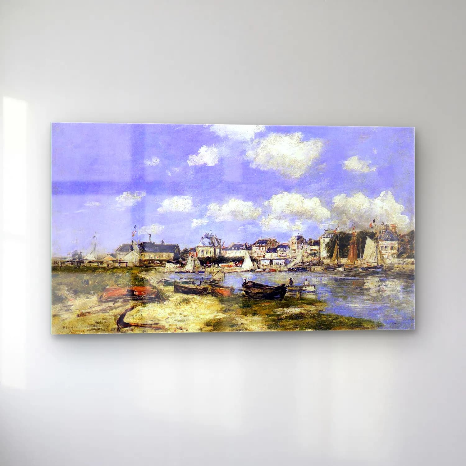 Eugène Boudin – View of Trouville or The Harbour at Trouville cam tablo — sol açıdan görünüm