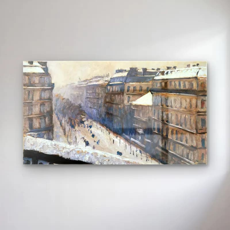 Gustave Caillebotte – Boulevard Haussmann, Snow cam tablo — Gustave Caillebotte – Boulevard Haussmann, Snow — empresyonist kafeli avrupa sokağı