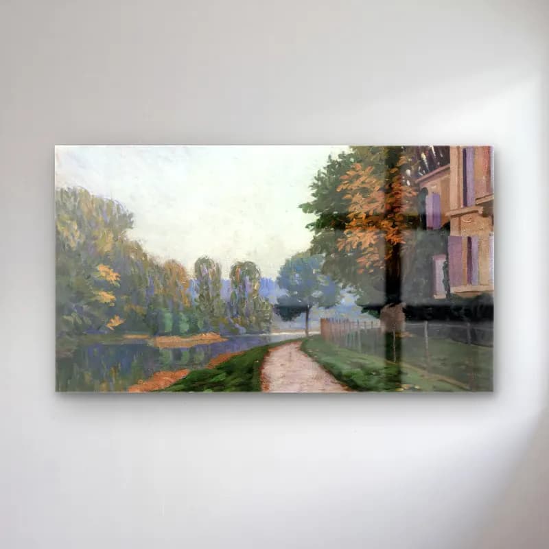 Gustave Caillebotte – Riverbank in Morning Haze cam tablo — Gustave Caillebotte – Riverbank in Morning Haze — empresyonist kırda nehir