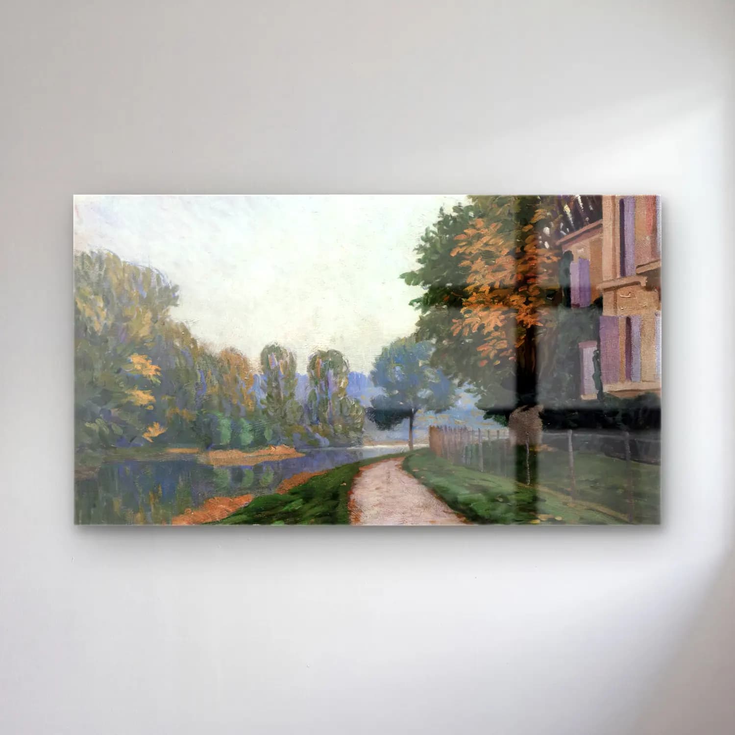 Gustave Caillebotte – Riverbank in Morning Haze cam tablo — Gustave Caillebotte – Riverbank in Morning Haze — empresyonist kırda nehir