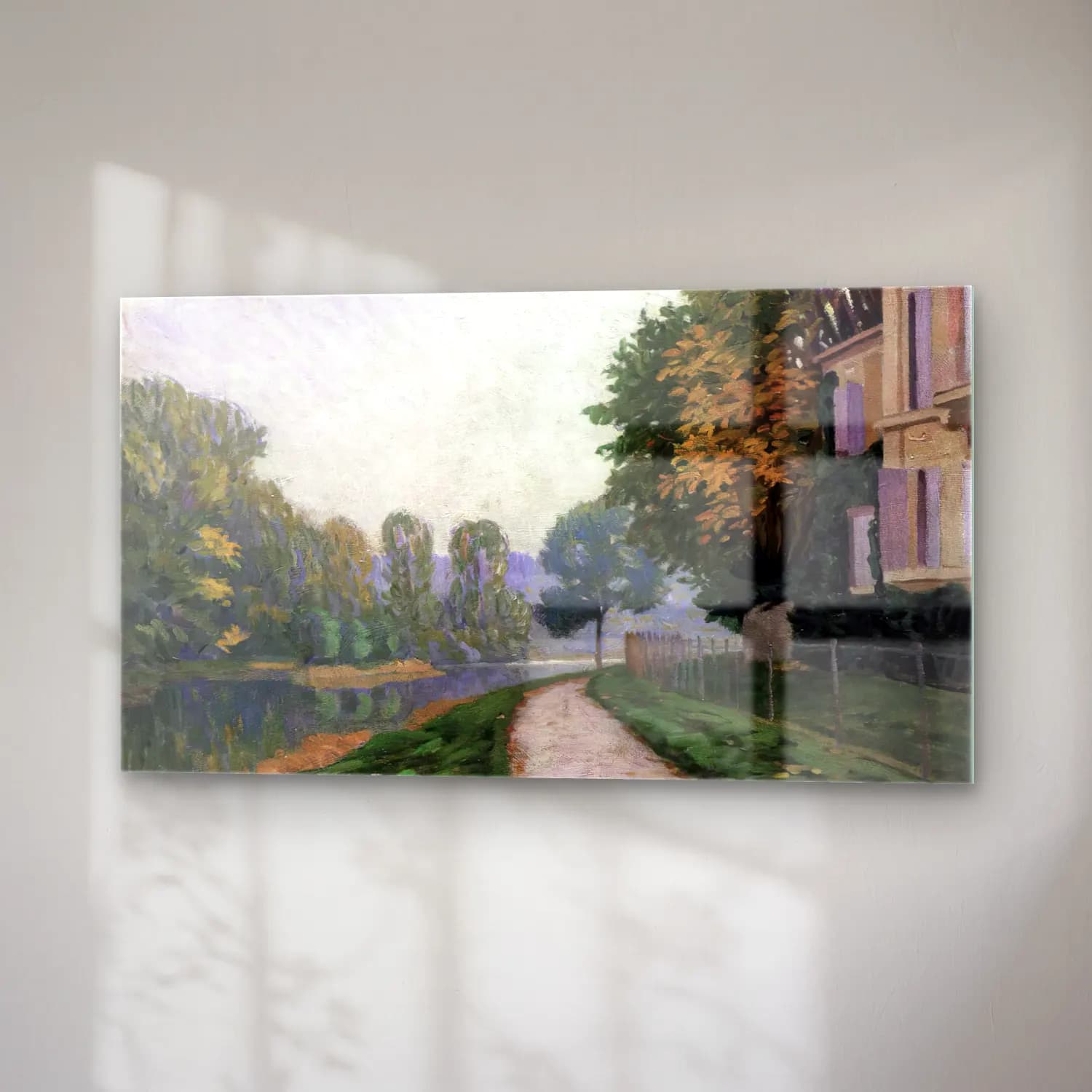 Gustave Caillebotte – Riverbank in Morning Haze cam tablo — sağ açıdan görünüm