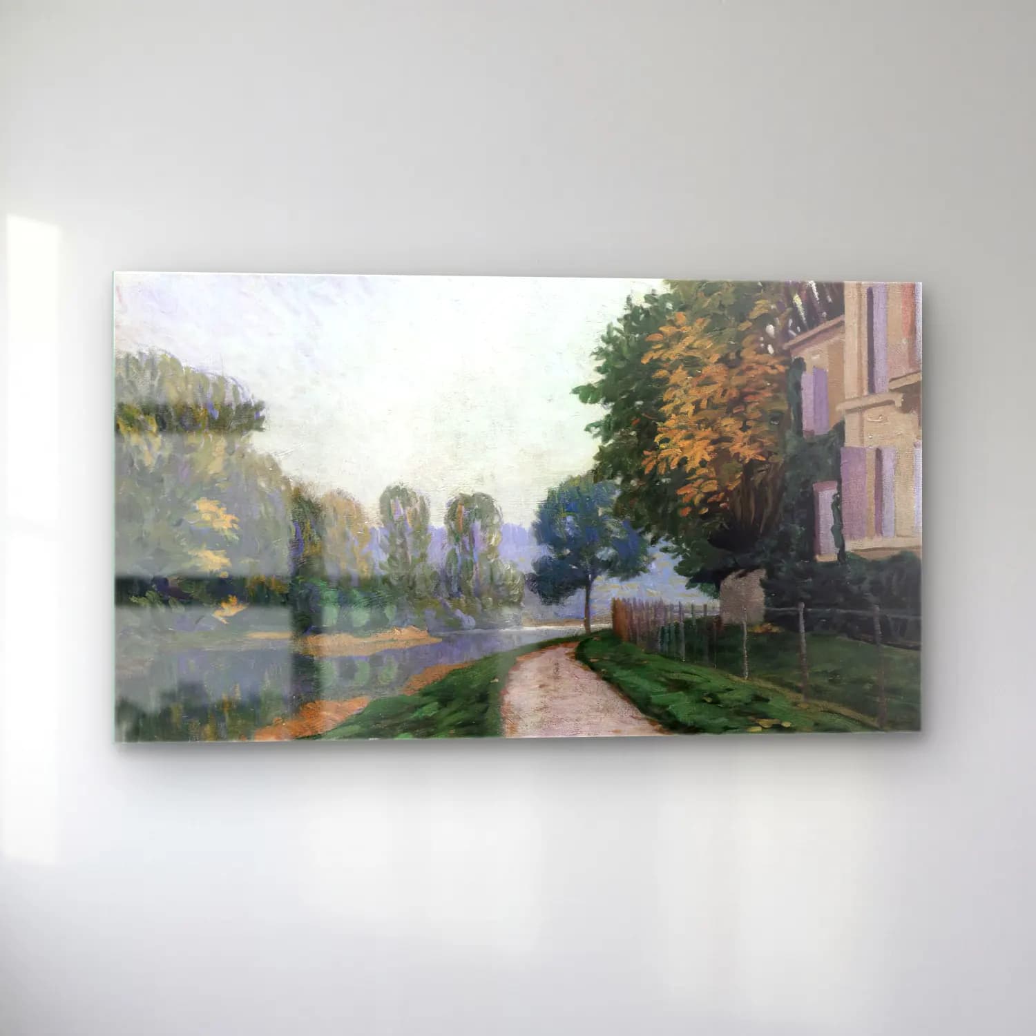 Gustave Caillebotte – Riverbank in Morning Haze cam tablo — sol açıdan görünüm
