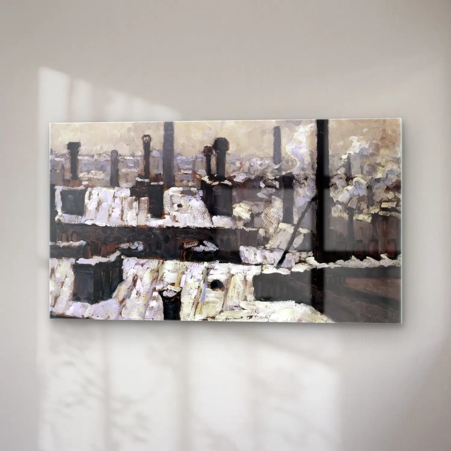 Gustave Caillebotte – Rooftops in the Snow cam tablo — sağ açıdan görünüm