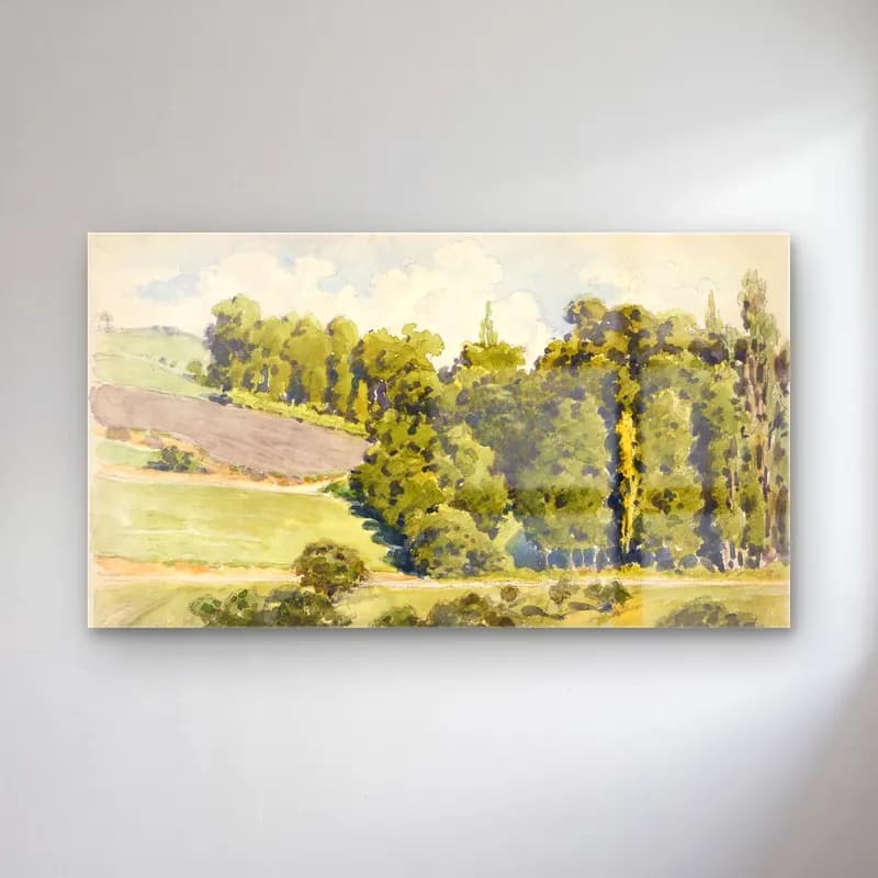 Gustave Caillebotte – Sketchbook cam tablo — Gustave Caillebotte – Sketchbook — suluboya yeşil tepeler