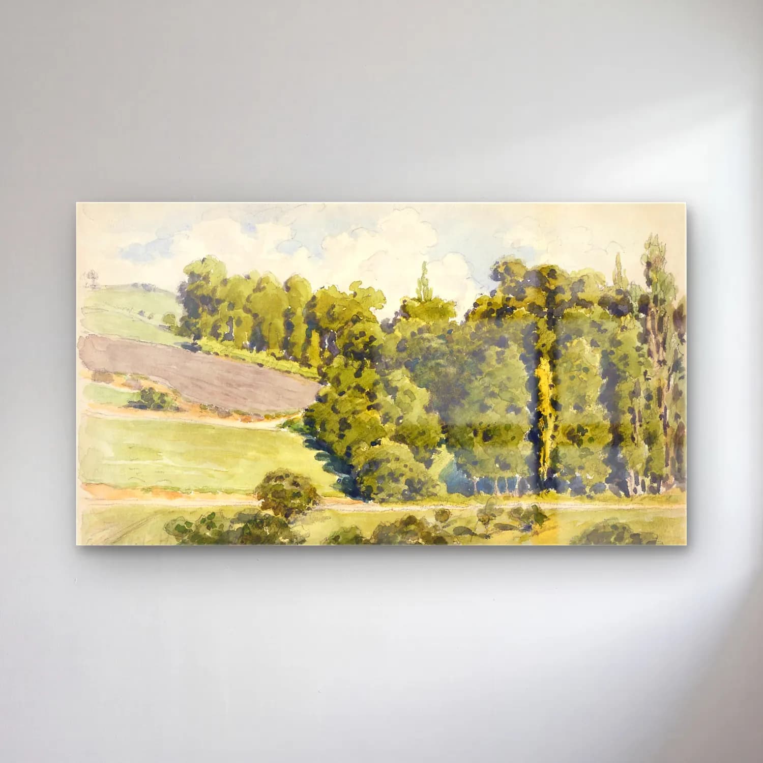 Gustave Caillebotte – Sketchbook cam tablo — Gustave Caillebotte – Sketchbook — suluboya yeşil tepeler
