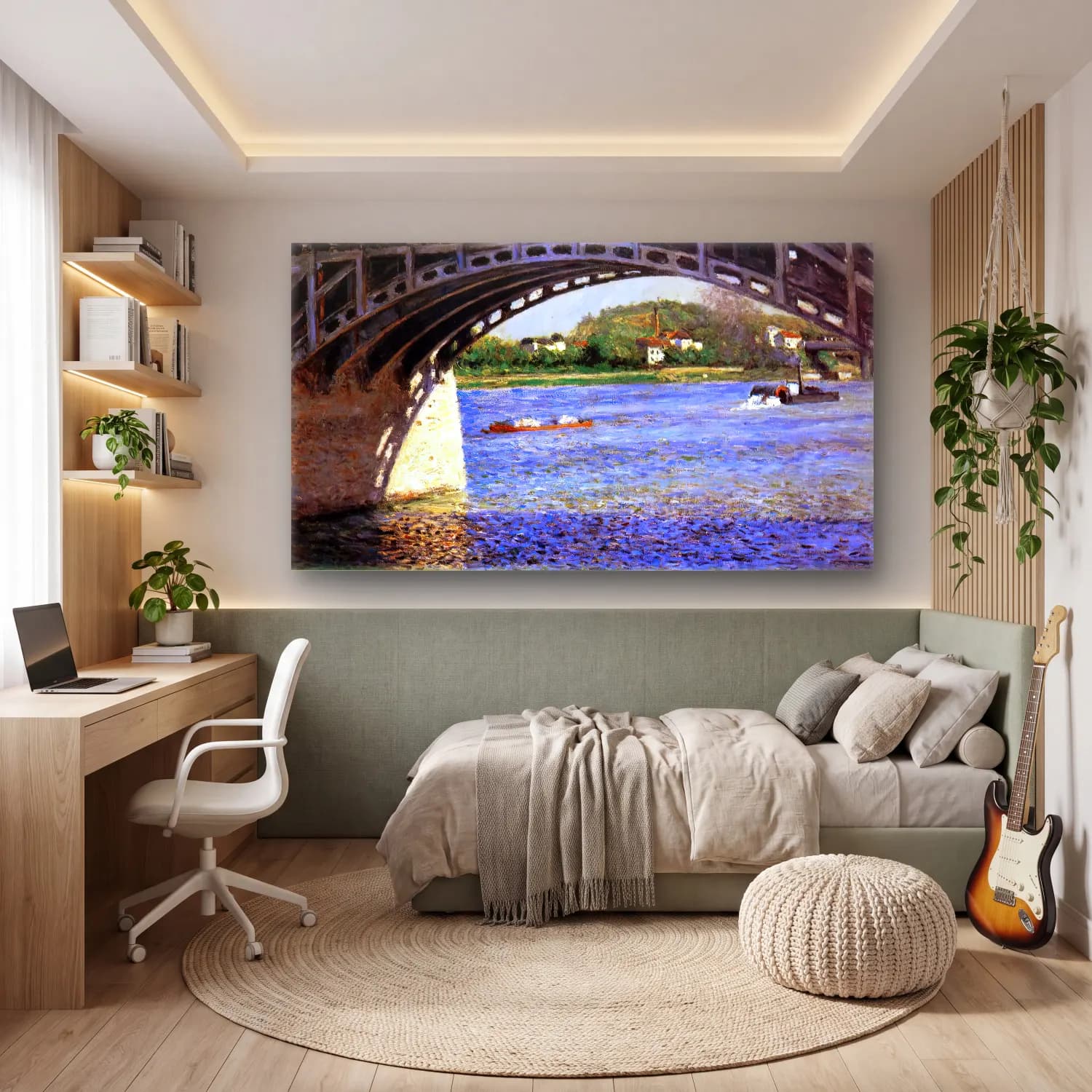 Gustave Caillebotte – The Bridge at Argenteuil and the Seine cam tablo — genç odasında