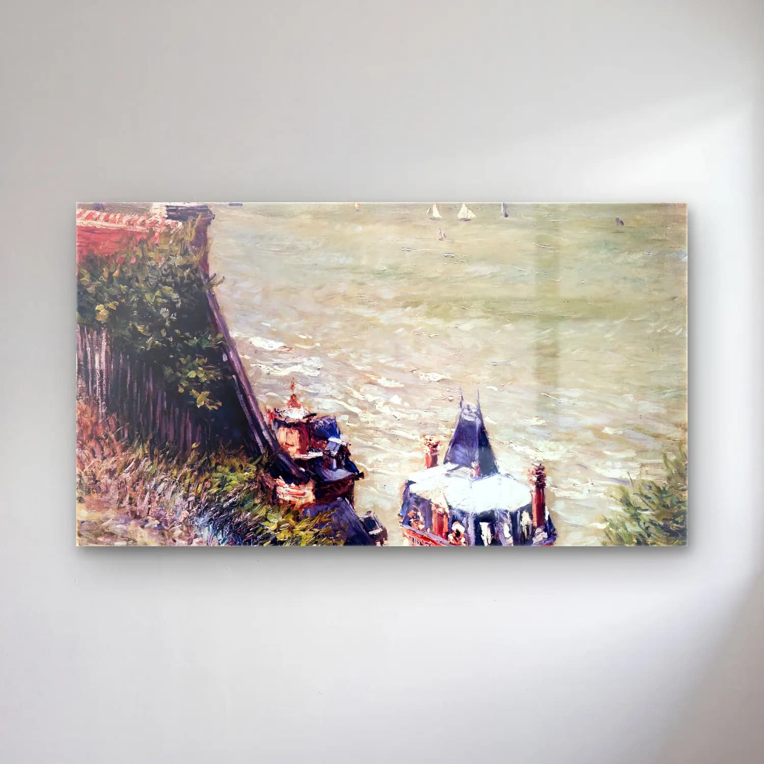 Gustave Caillebotte – The Pink Villa, Trouville cam tablo — Gustave Caillebotte – The Pink Villa, Trouville — empresyonist liman ve tekneler
