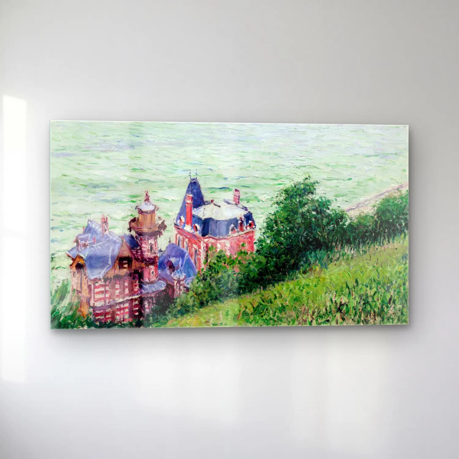 Gustave Caillebotte – Villas at Trouville cam tablo — sol açıdan görünüm